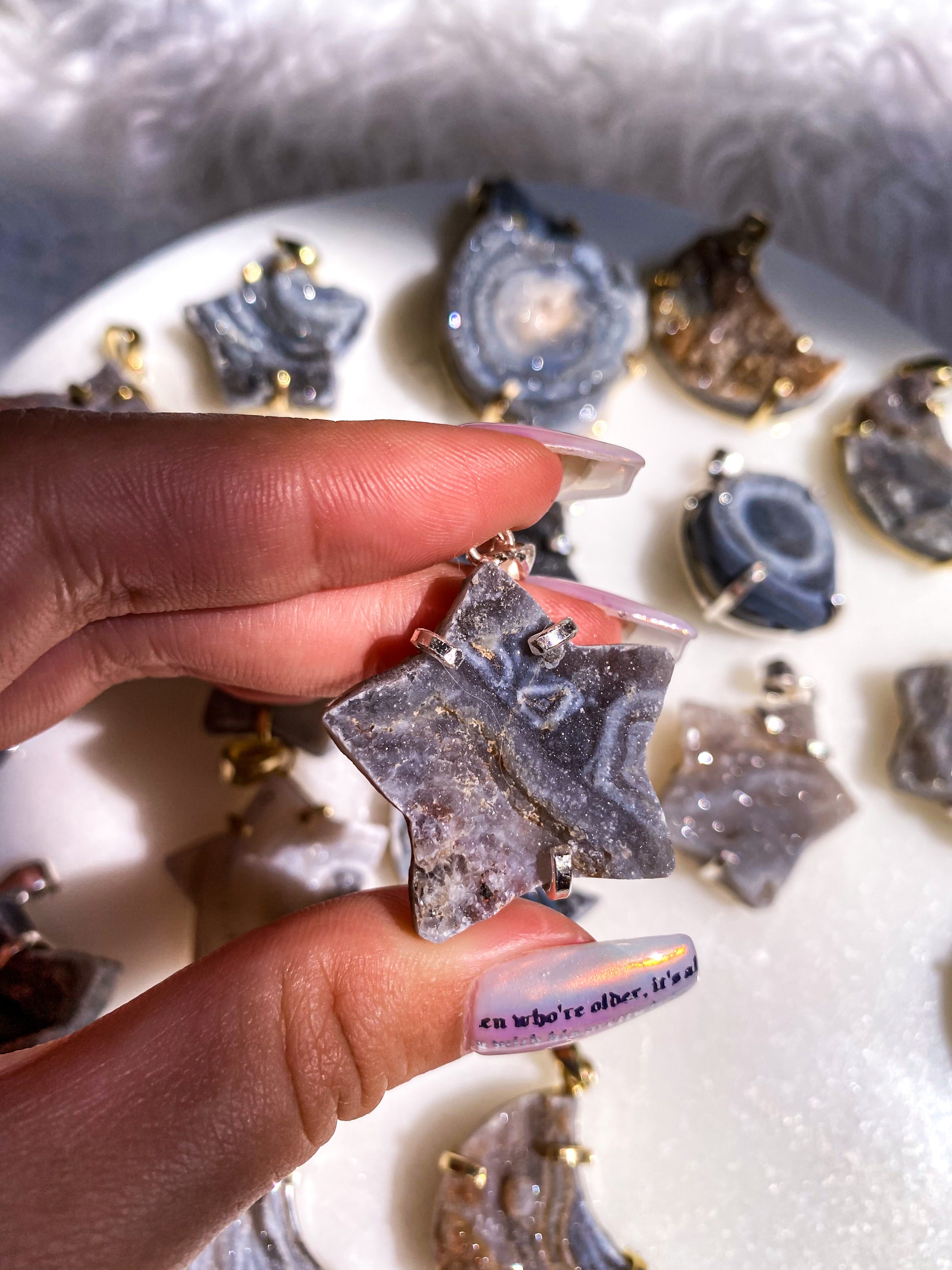 Druzy Chalcedony Pendants/Keychains
