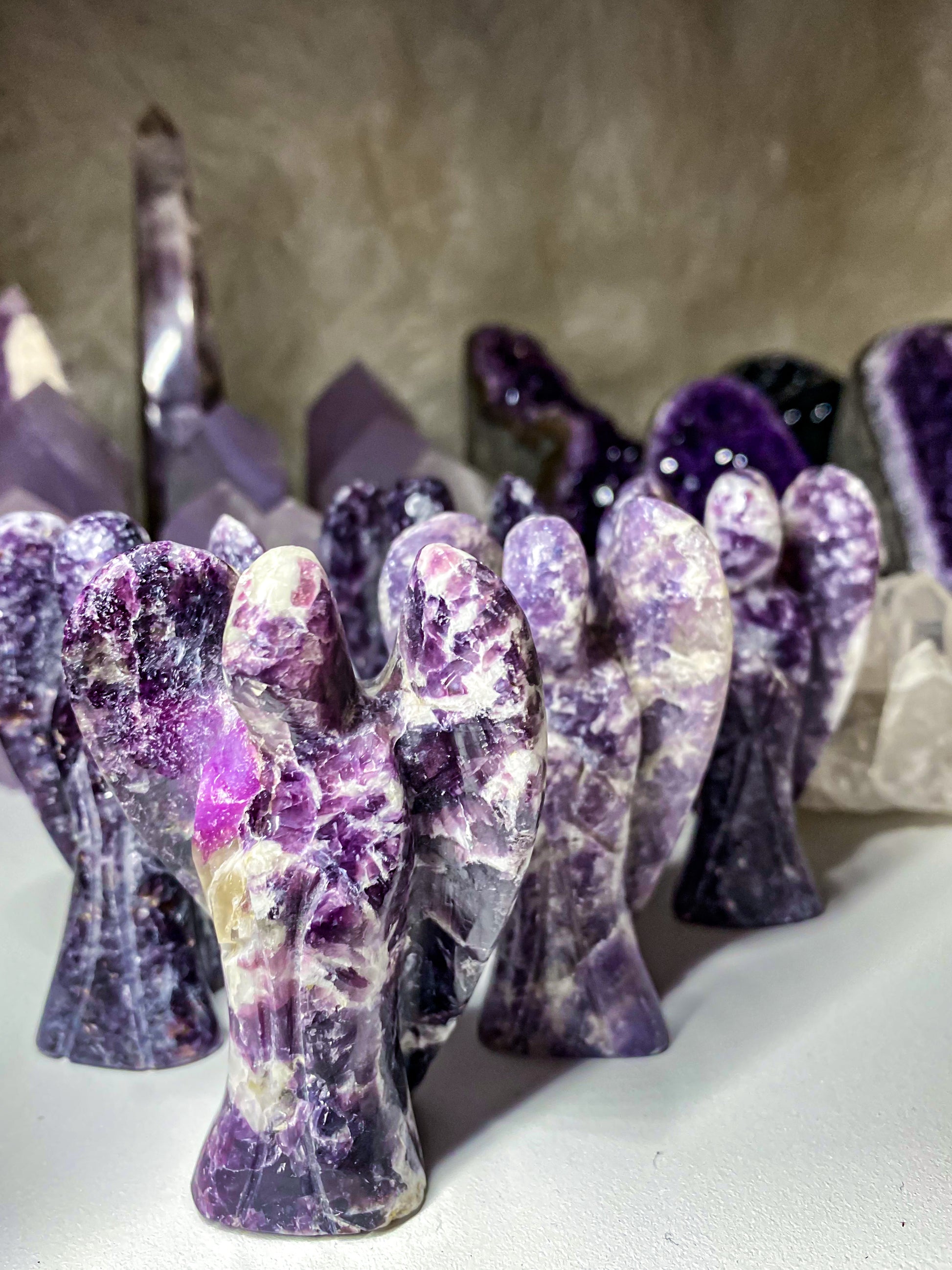 Lepidolite Angel Carving