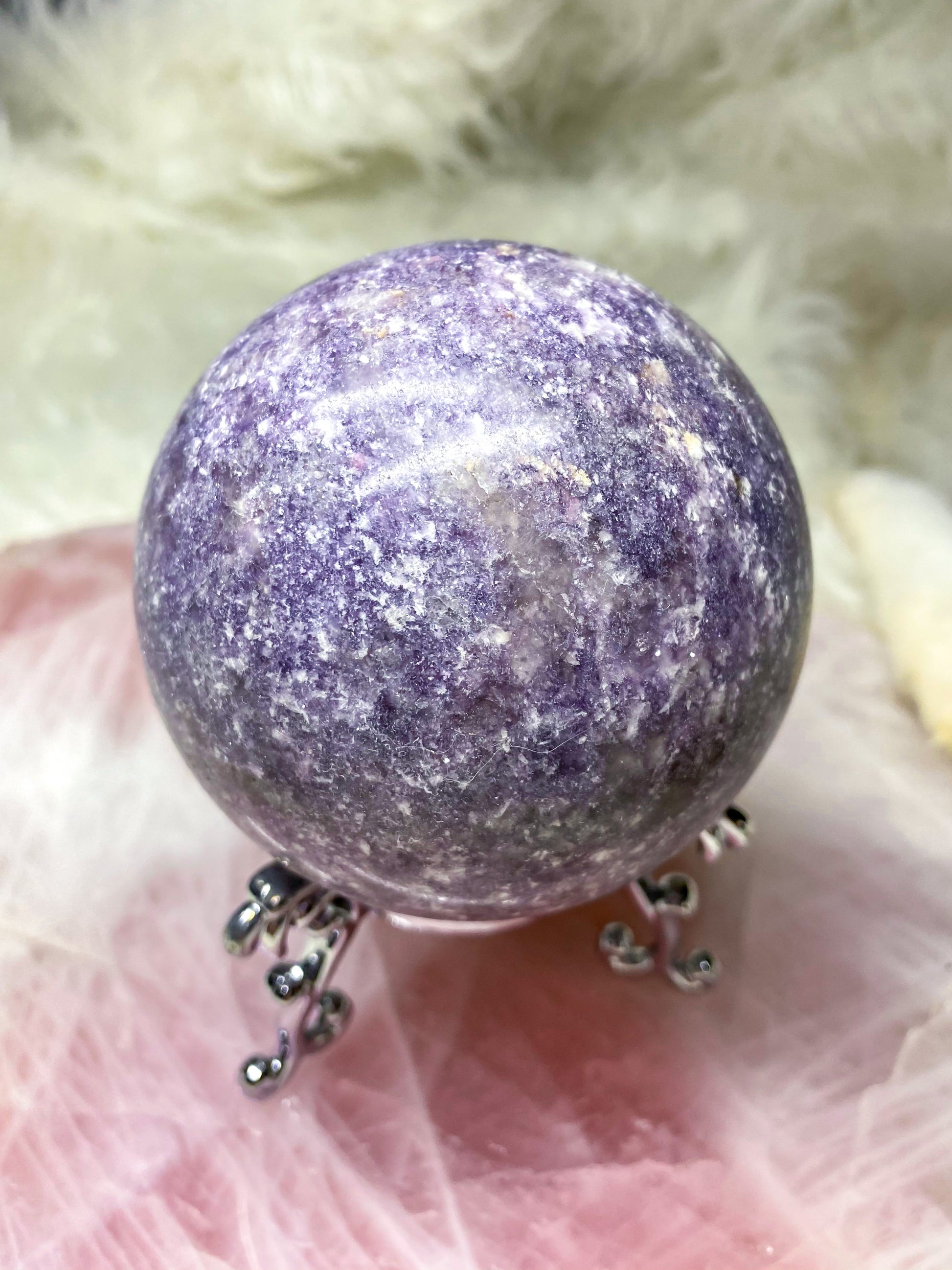 Lepidolite with Quartz Sphere