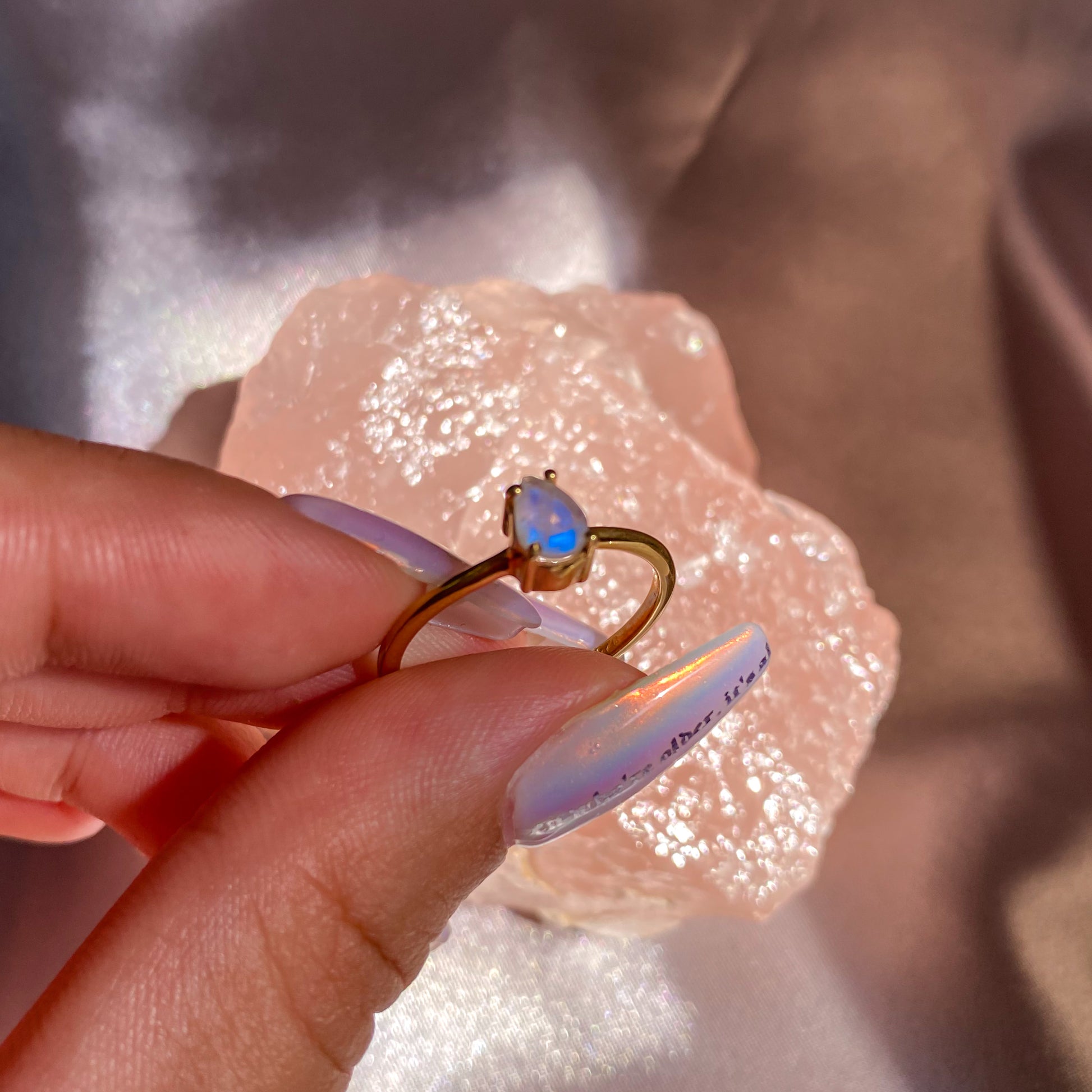 Moonstone Gemstone Ring with Dainty Gold Band MR-01