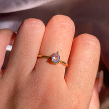 Load image into Gallery viewer, Blue Topaz Gemstone Ring with Dainty Gold Band BTR-01
