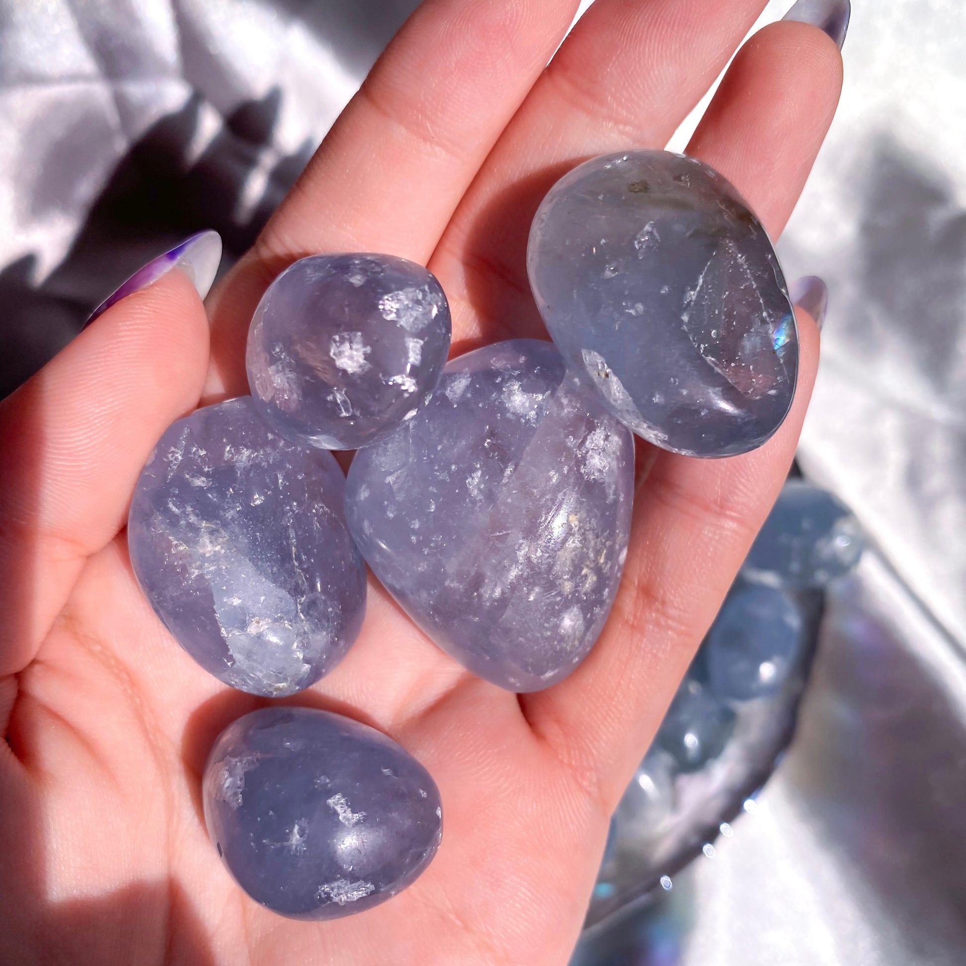 Celestite Tumbles - Gemmy and Flashy Pocket Pieces for Crystal Gridding