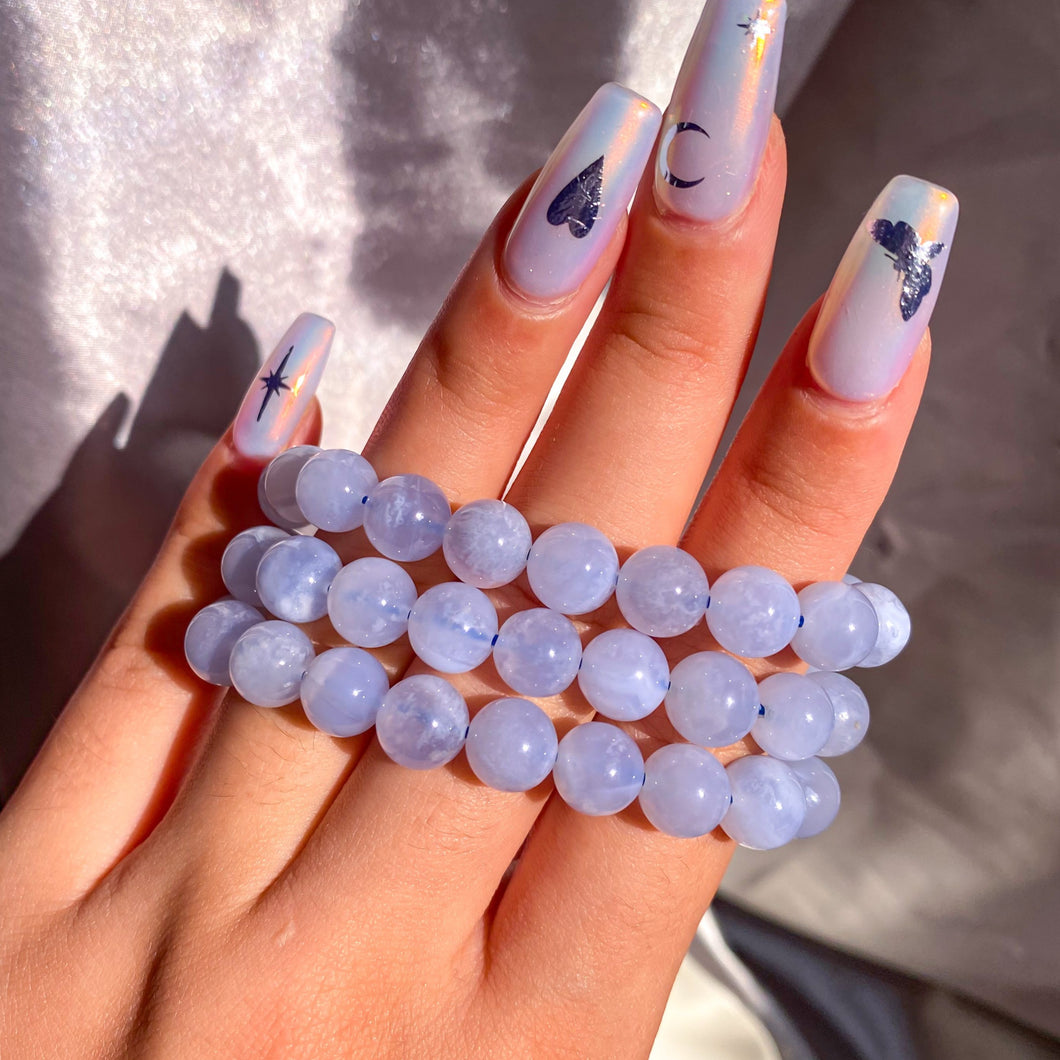 Blue Lace Agate Bead Bracelet