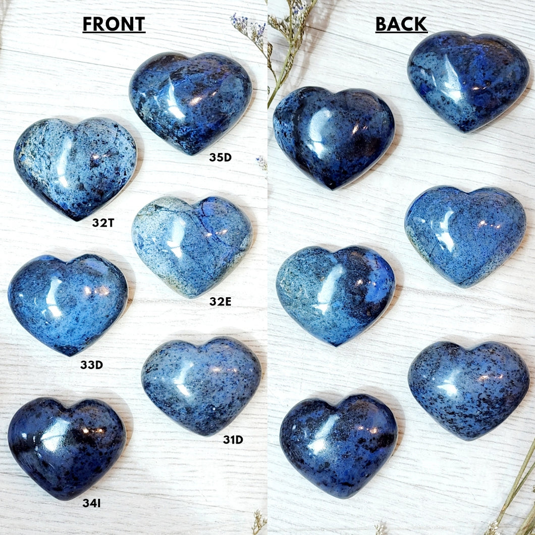Dumortierite Hearts and Palms