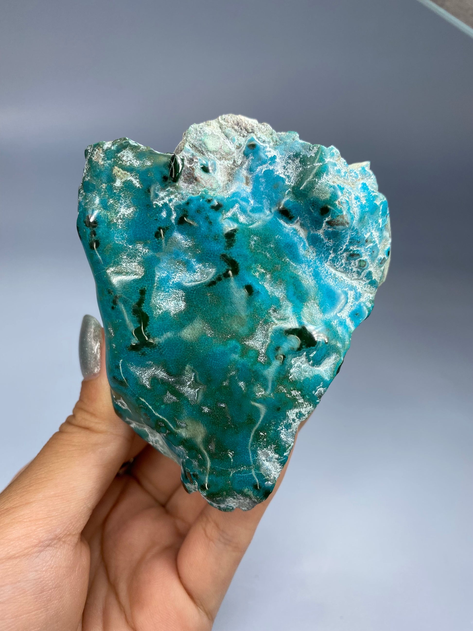 Semi-Polished Chrysocolla on Matrix C