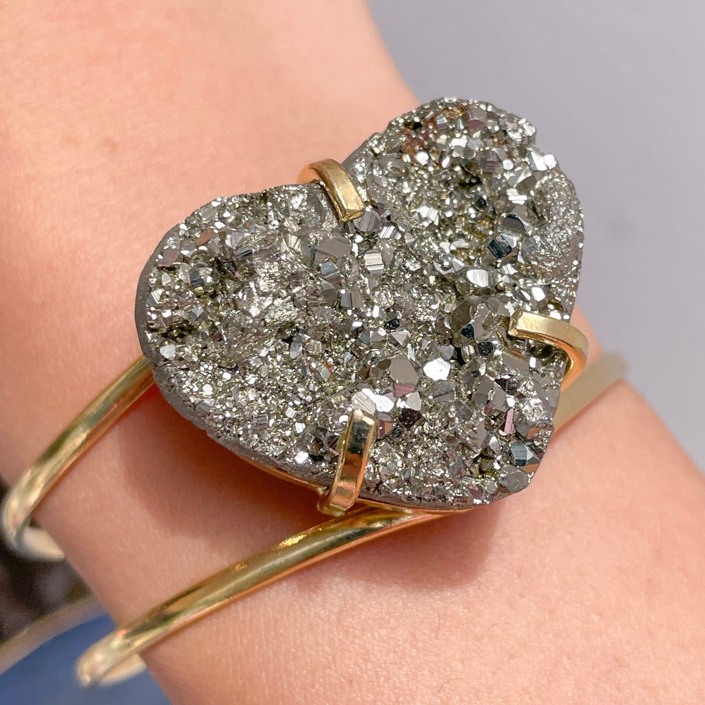 Druzy Pyrite Cuff Gold Bangles
