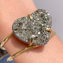 Load image into Gallery viewer, Druzy Pyrite Cuff Gold Bangles
