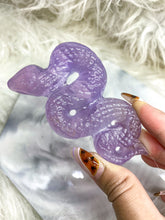 Load image into Gallery viewer, Pink Fluorite Snake Carving
