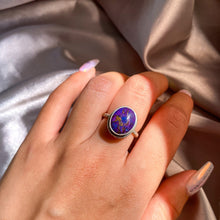 将图片加载到图库查看器，Purple Copper Turquoise on Intricate Silver Rope Band Ring TR-01
