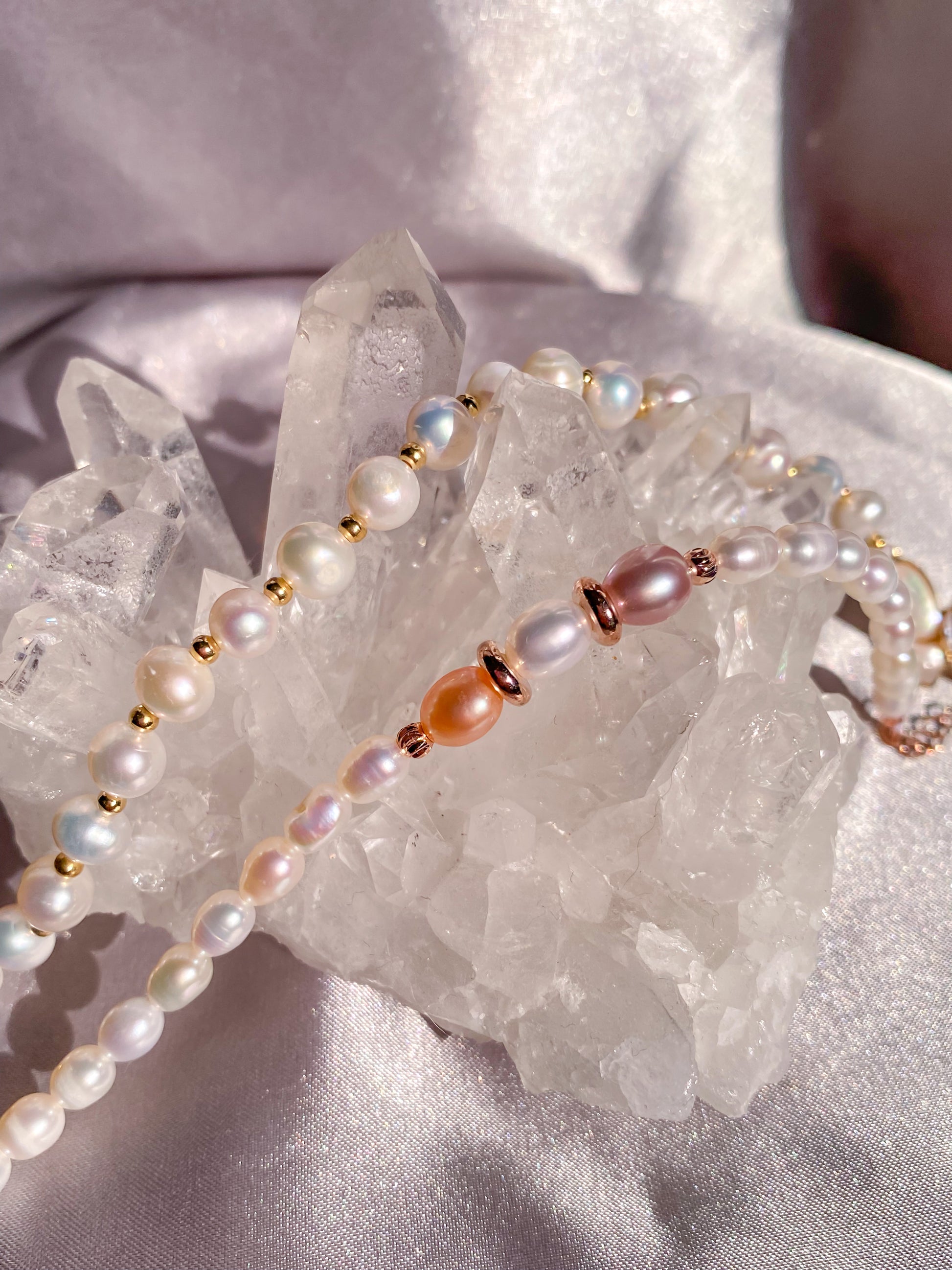Ethereal Tricolor Natural Freshwater Pearl Bracelet