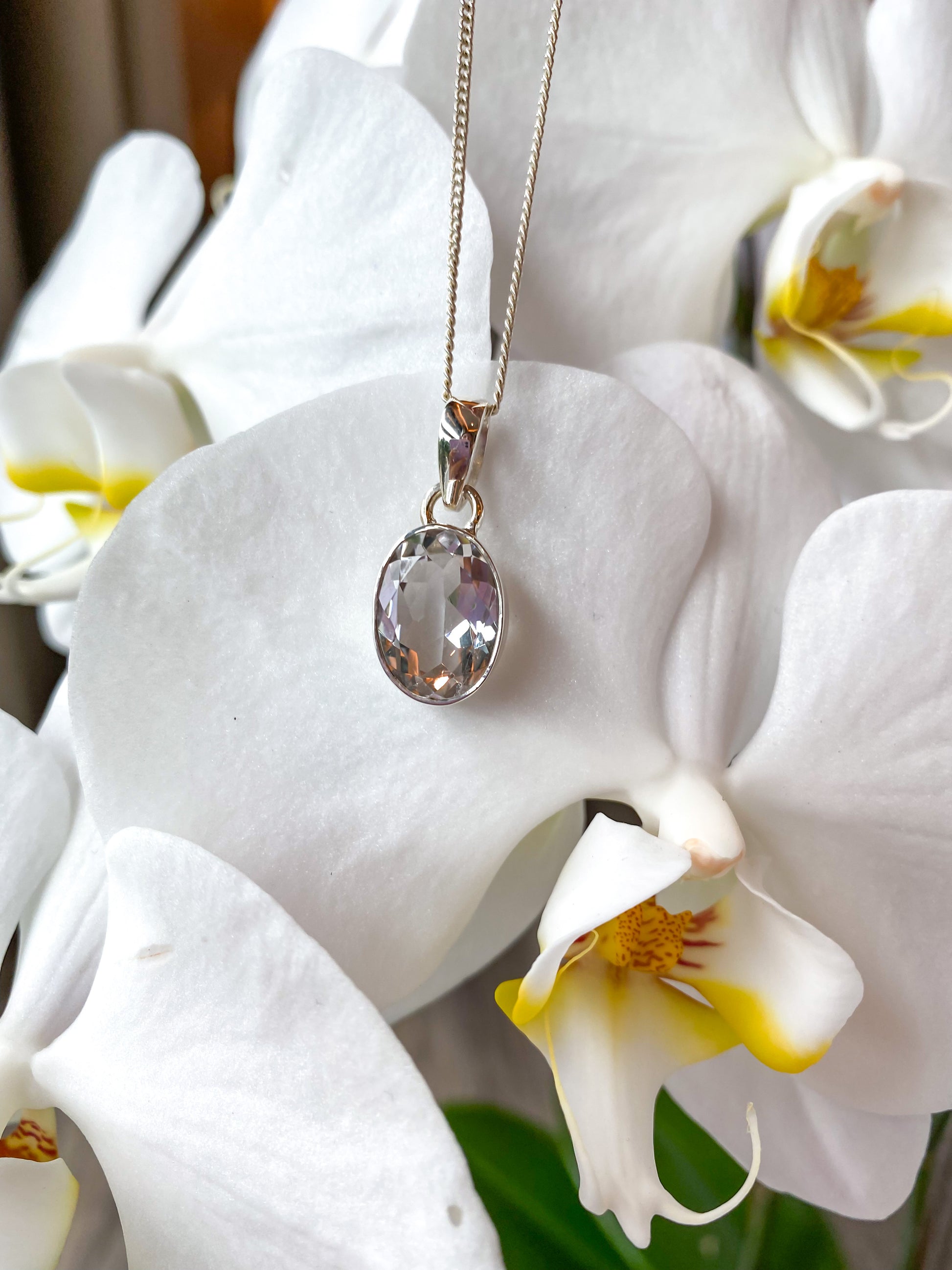 Clear Quartz Faceted Gemstone Pendant