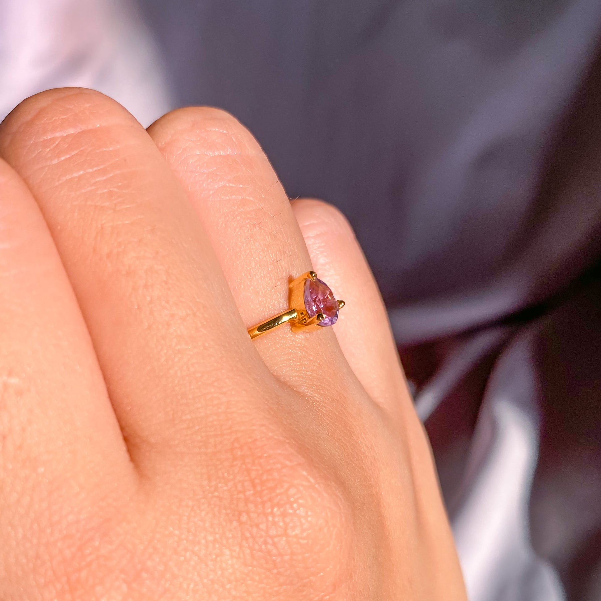 Amethyst Gemstone in Dainty Gold Filled