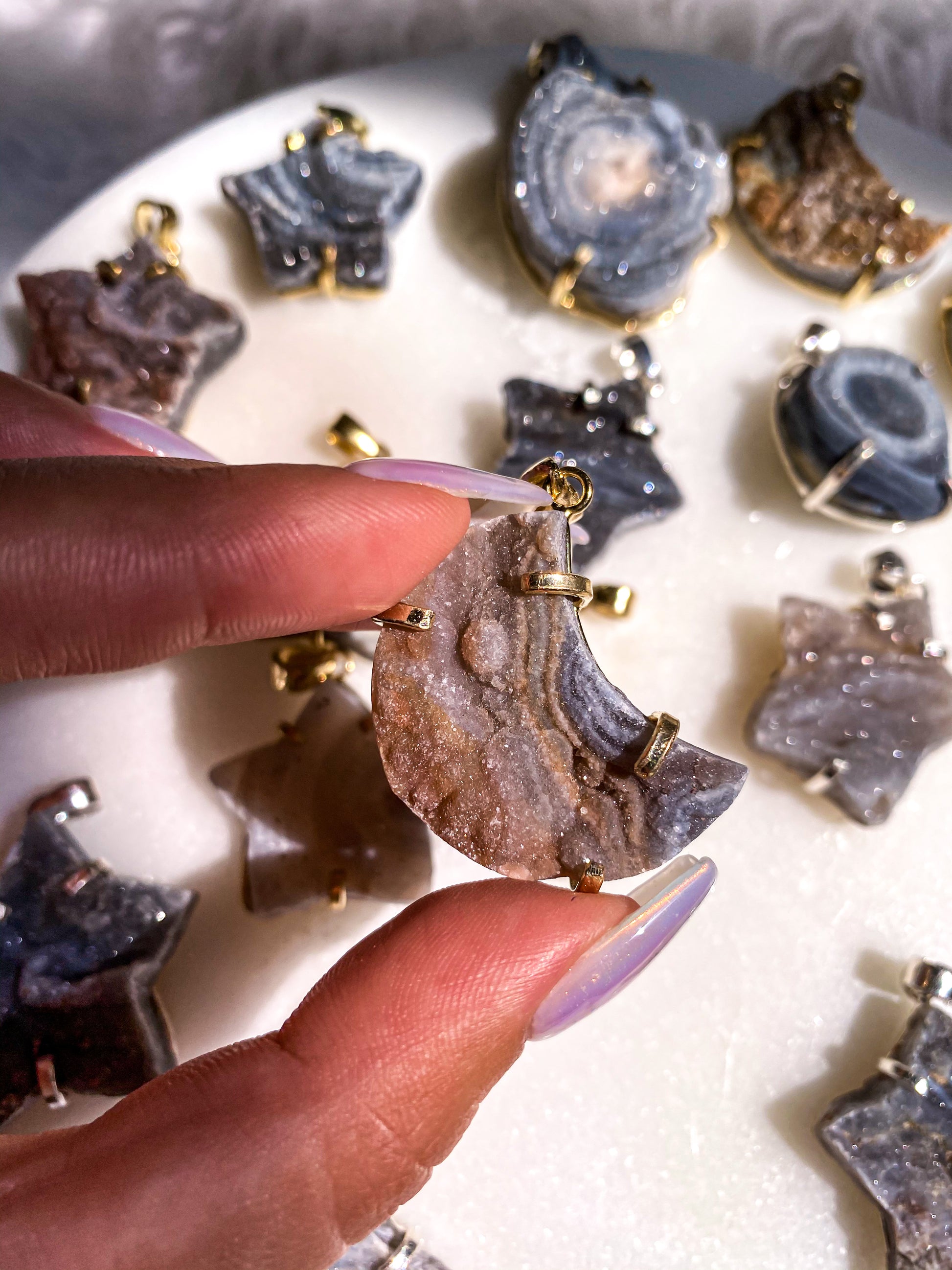 Druzy Chalcedony Pendants/Keychains