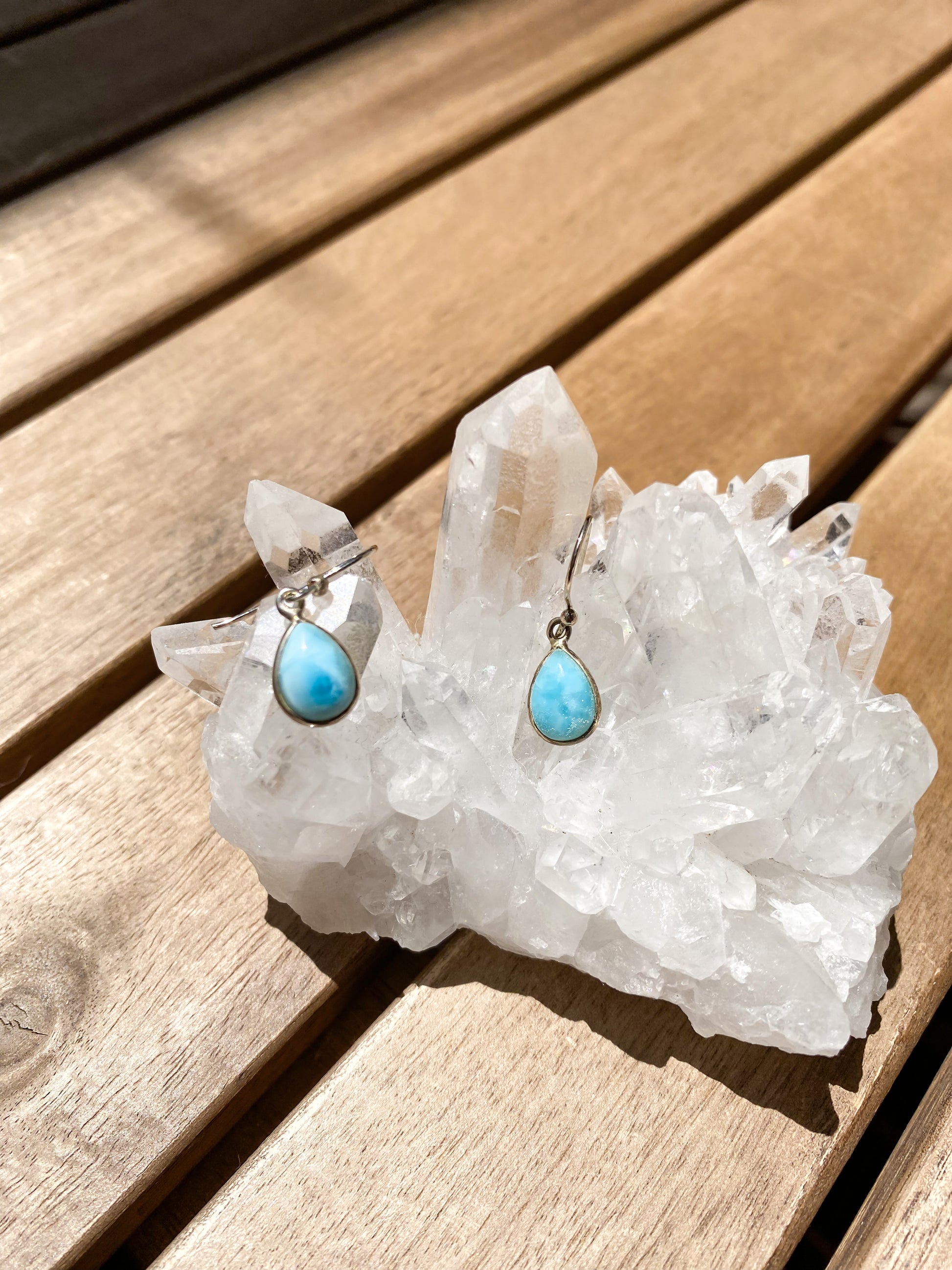 Larimar Sterling Silver Drop Earrings
