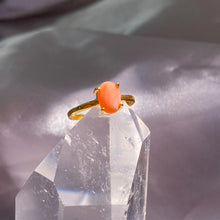 Load image into Gallery viewer, Pink Coral Ring with Dainty Gold Band
