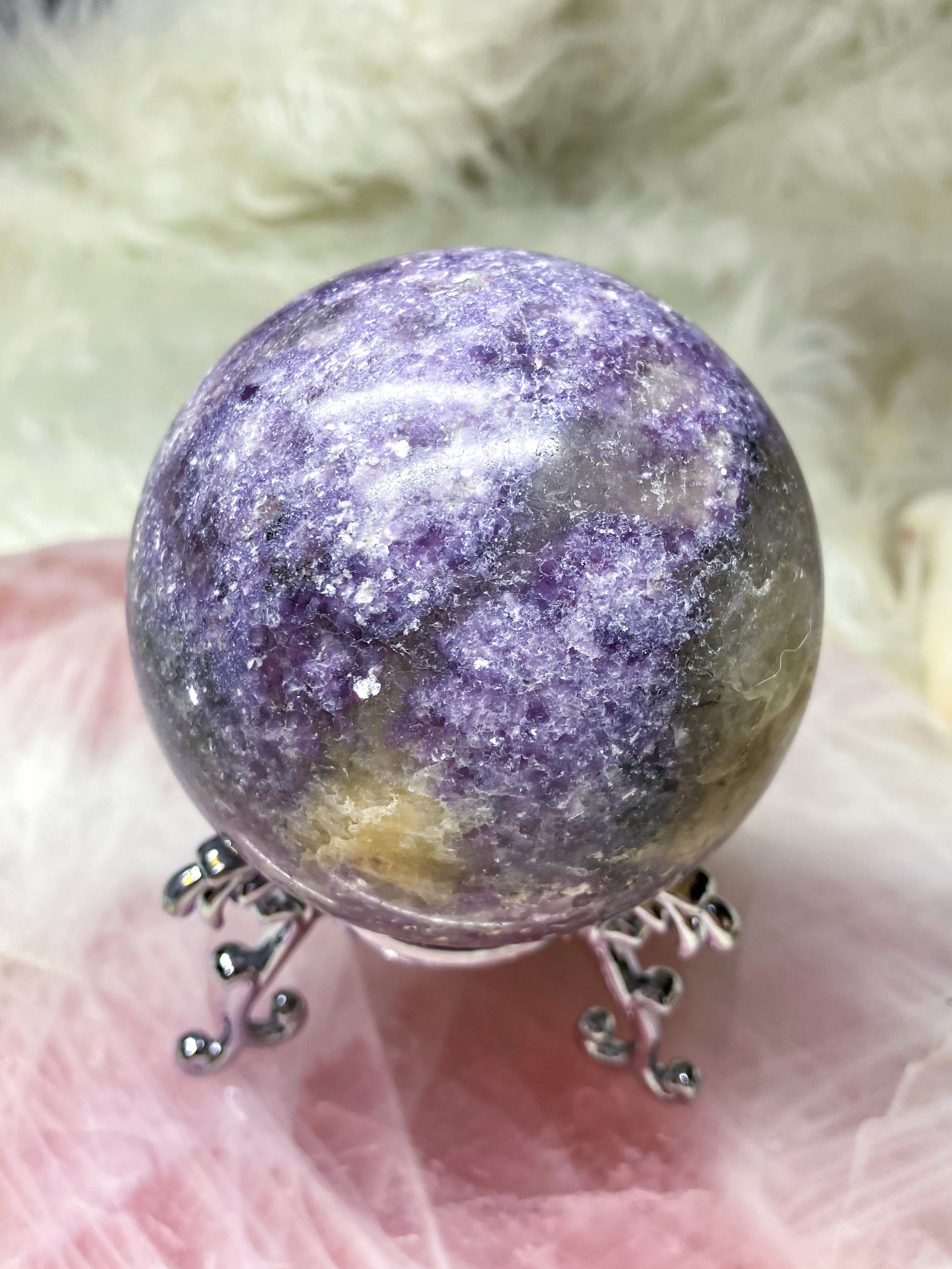 Lepidolite with Quartz Sphere