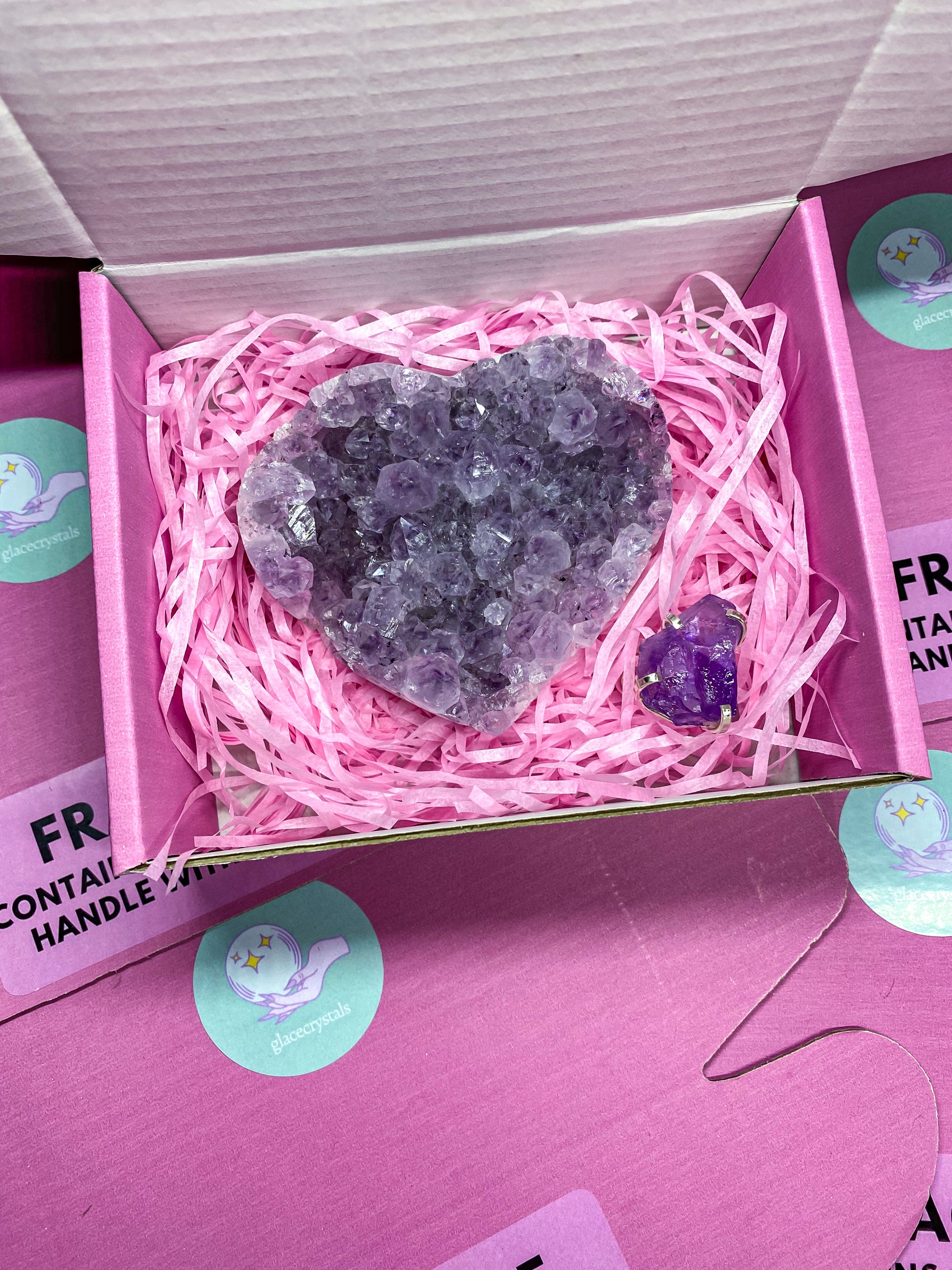 [Add-on Mini Heart] Valentine's Day Amethyst Crystal Heart Box
