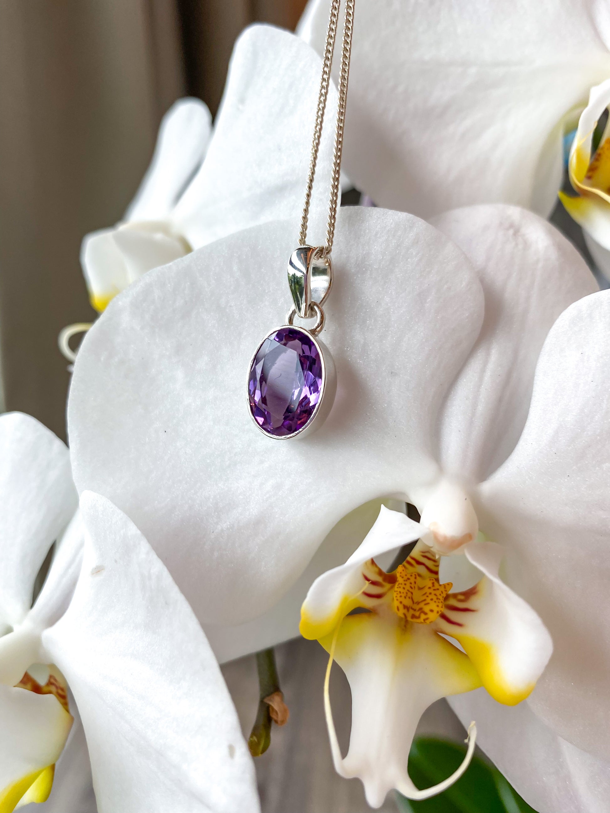 Amethyst Faceted Gemstone Pendant