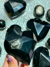 Load image into Gallery viewer, Black Obsidian Faceted Hearts
