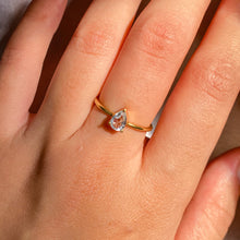 Load image into Gallery viewer, Blue Topaz Gemstone Ring with Dainty Gold Band BTR-01
