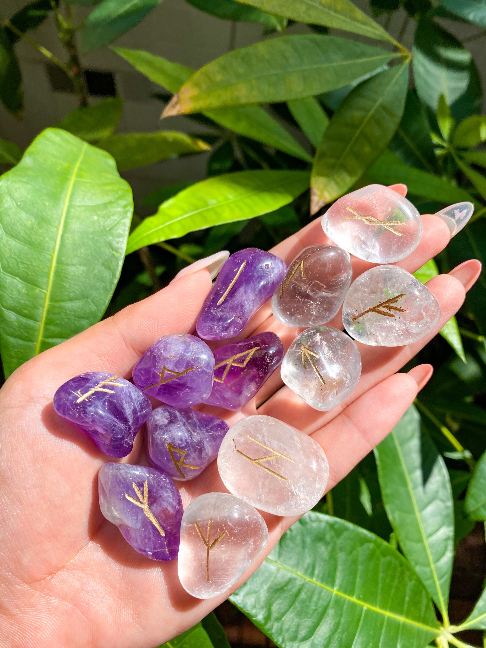 Alphabetised Amethyst Rune Stones