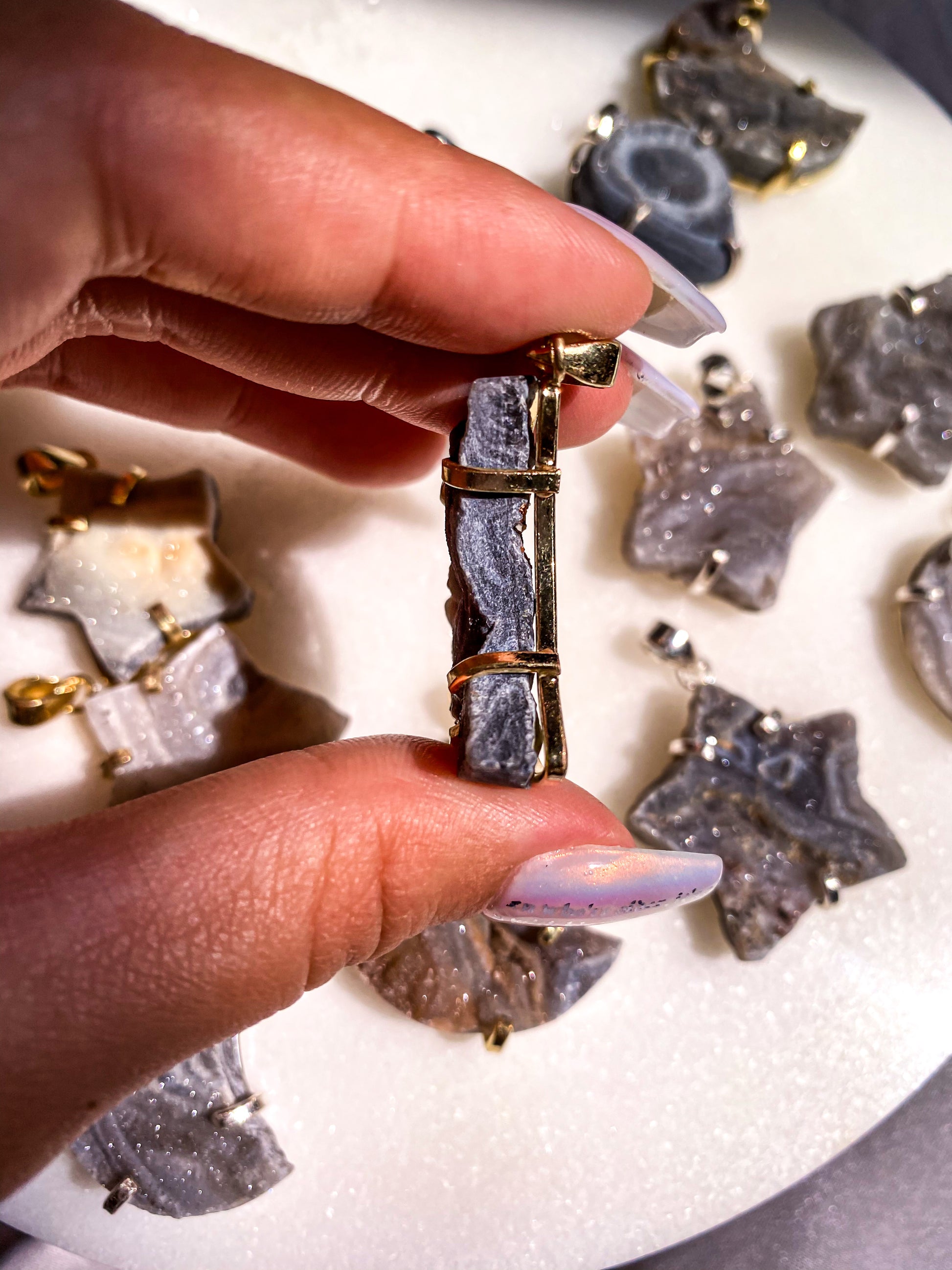 Druzy Chalcedony Pendants/Keychains