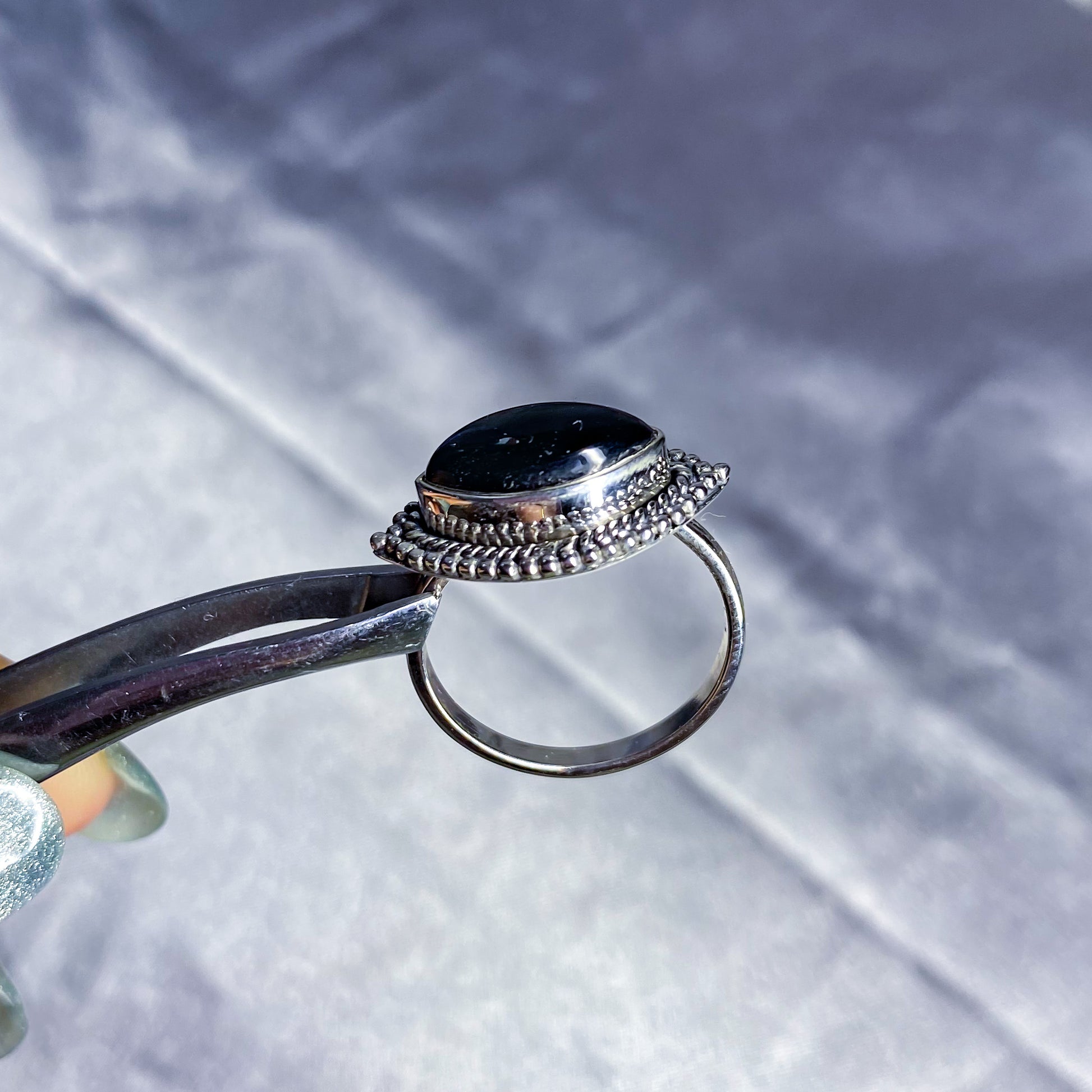 Black Onyx “Eye” Ring in Intricate Setting
