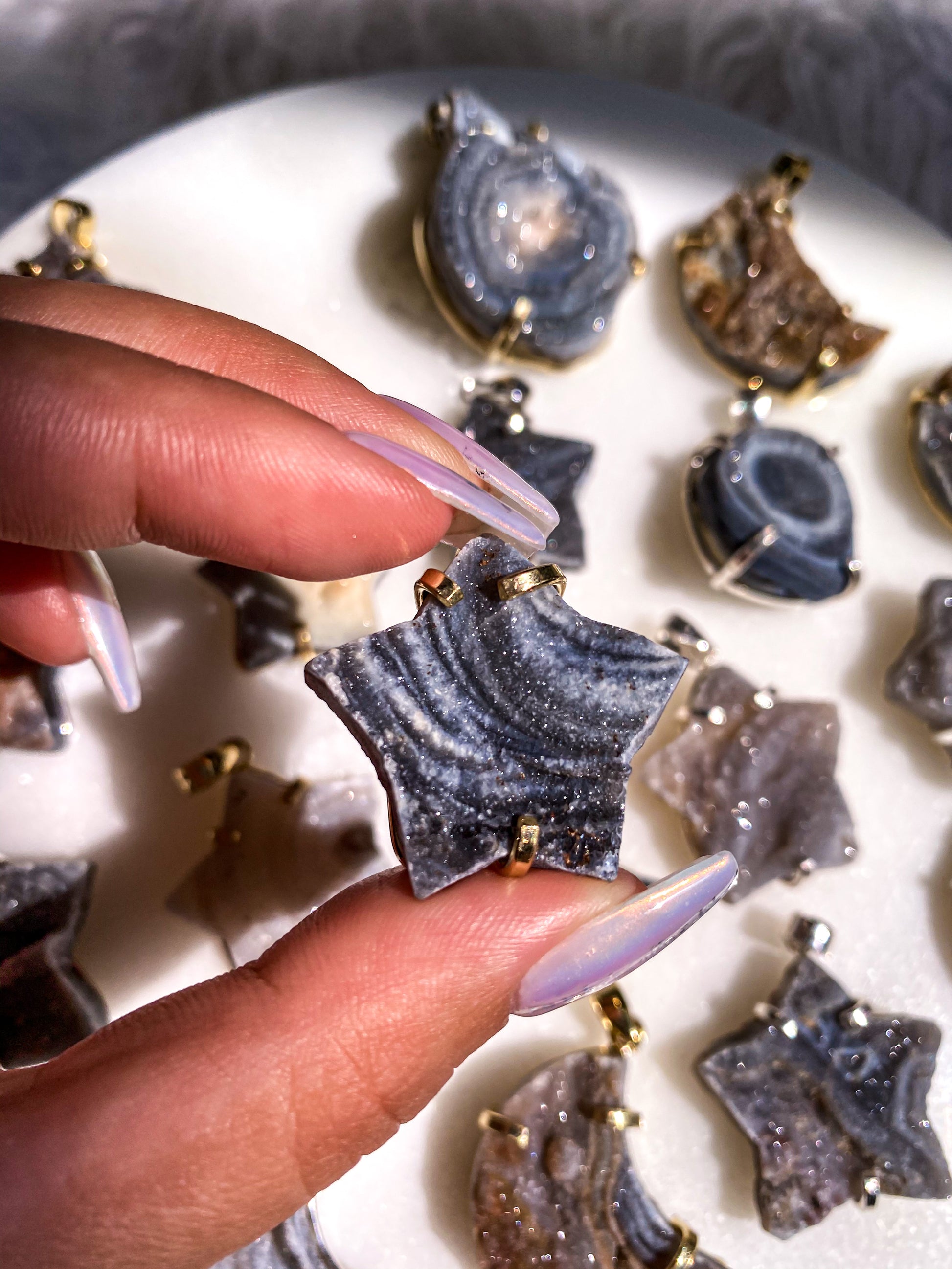 Druzy Chalcedony Pendants/Keychains