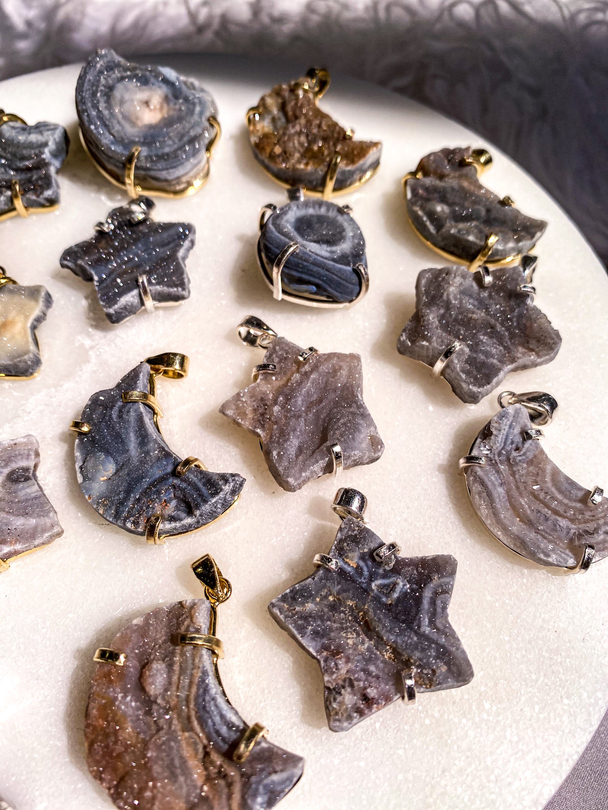 Druzy Chalcedony Pendants/Keychains