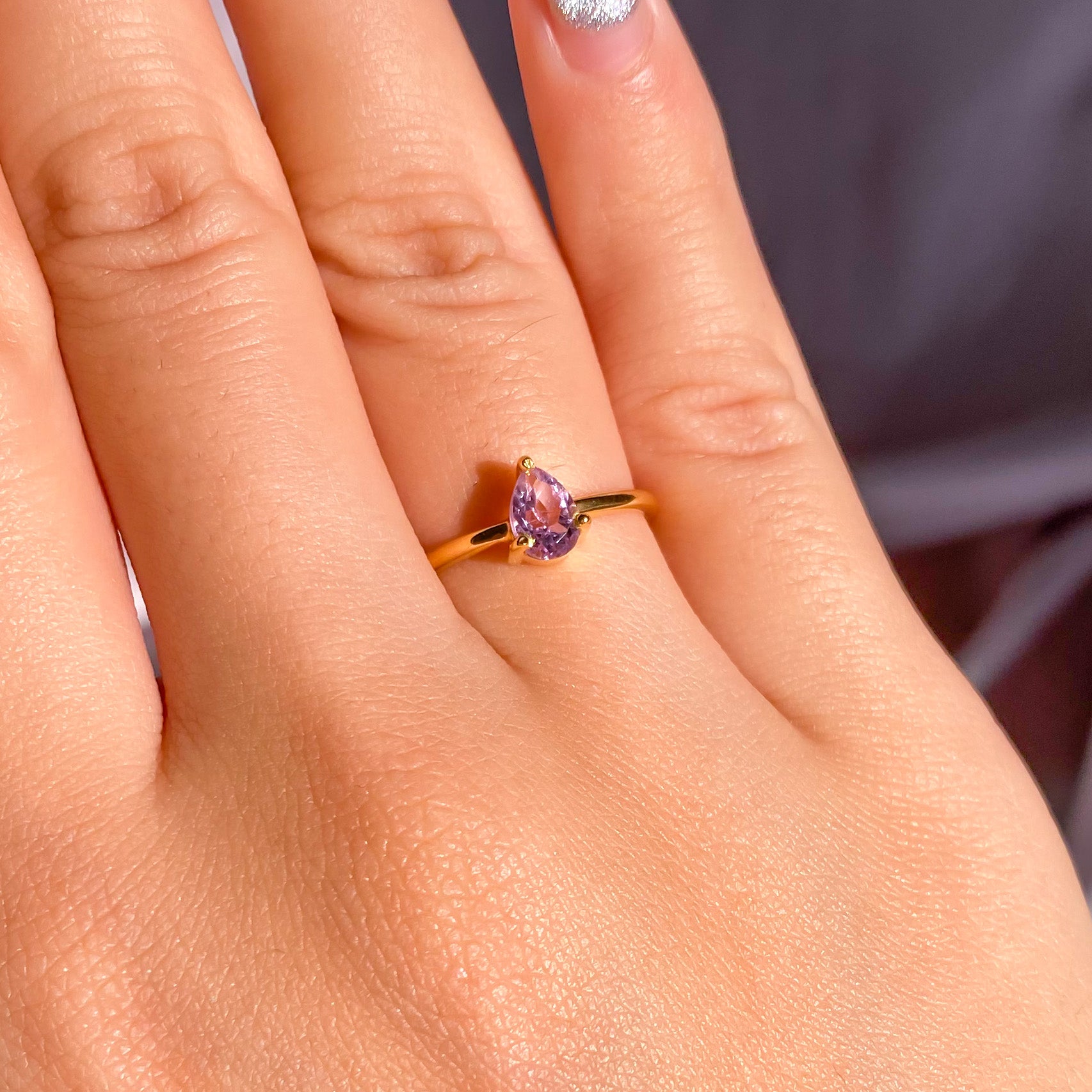 Amethyst Gemstone in Dainty Gold Filled