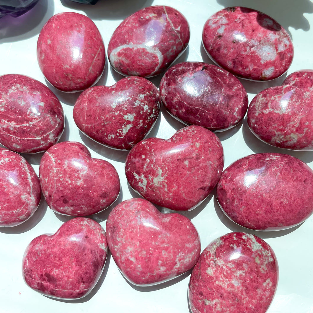 Thulite Hearts and Palms (Very High Grade)