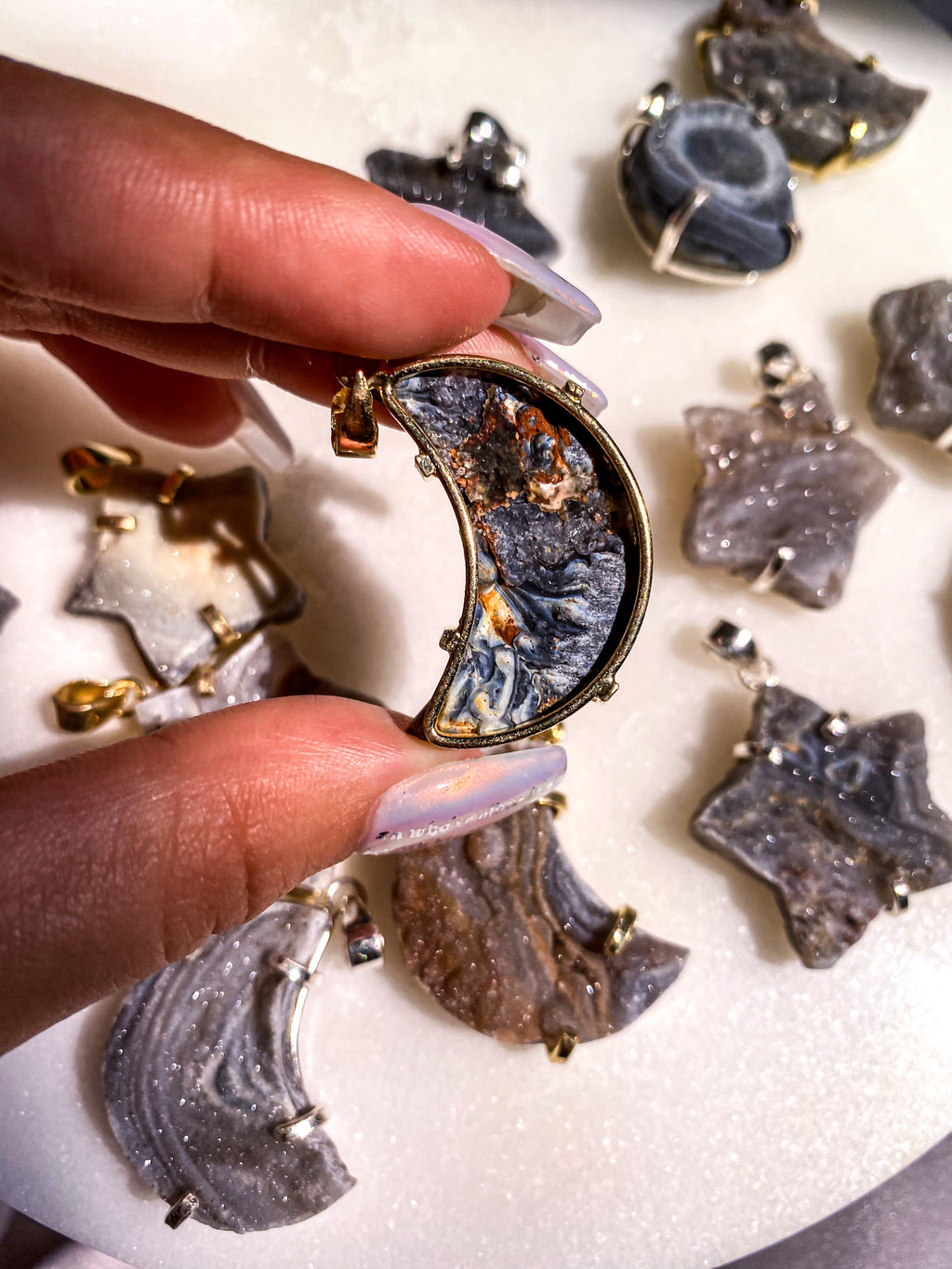Druzy Chalcedony Pendants/Keychains