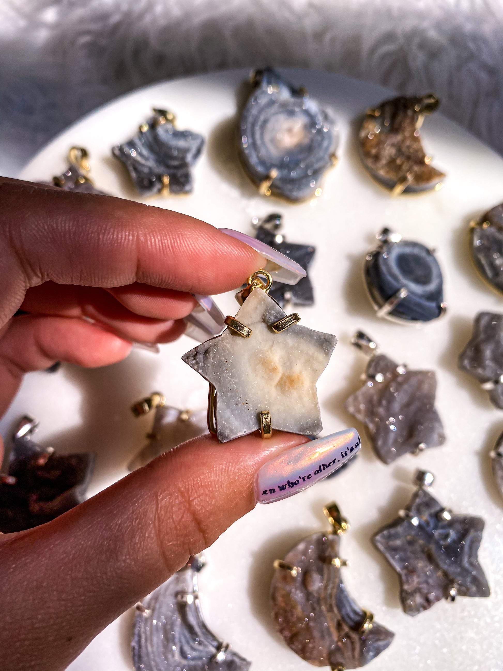 Druzy Chalcedony Pendants/Keychains