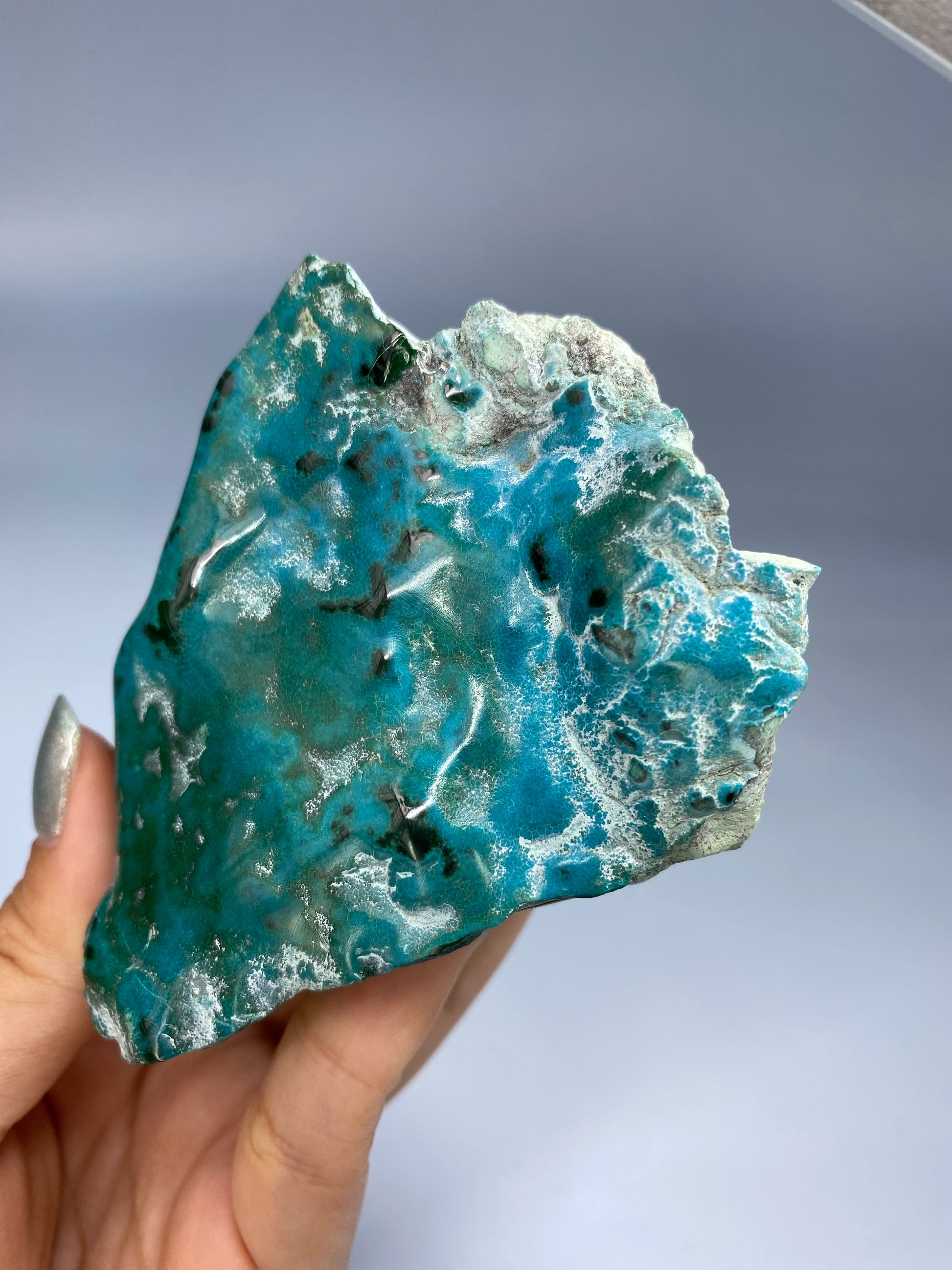 Semi-Polished Chrysocolla on Matrix C