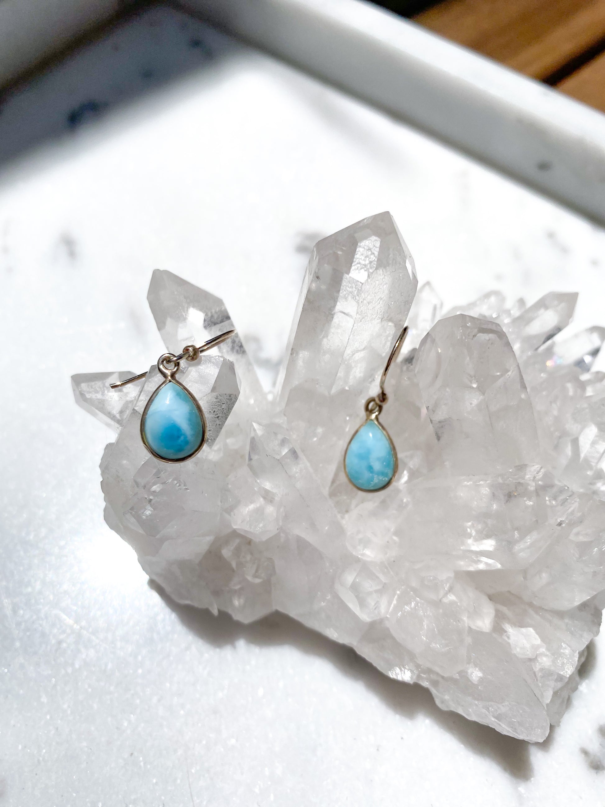 Larimar Sterling Silver Drop Earrings
