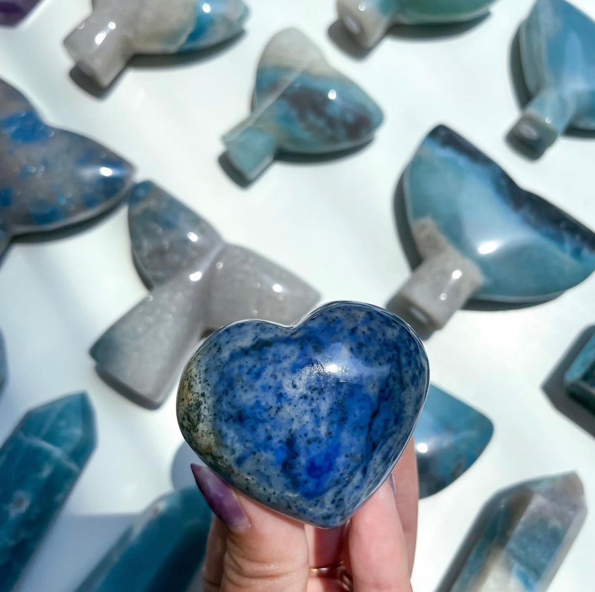 Dumortierite Hearts and Palms