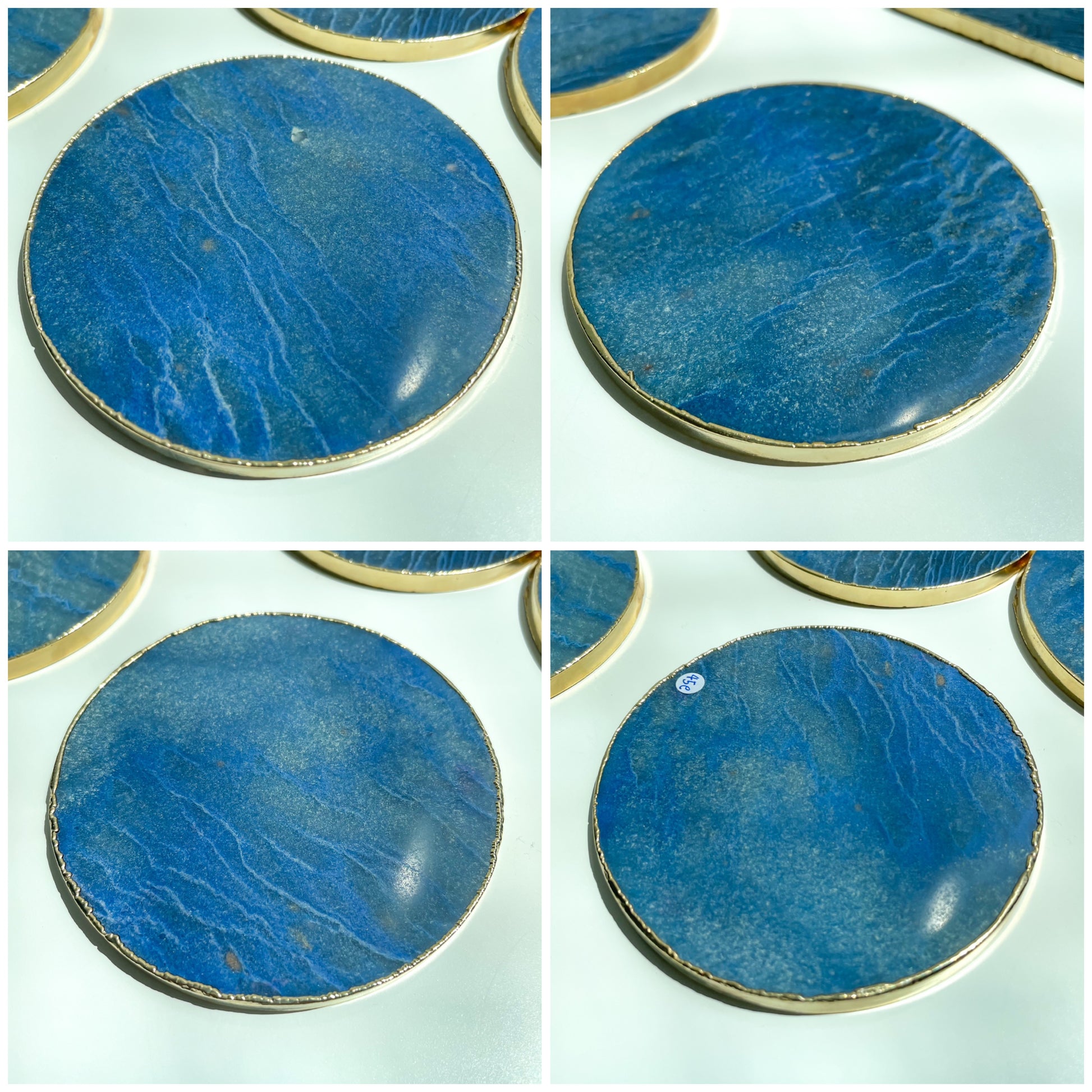 Blue Quartz Large Gold Edged Coasters Platters