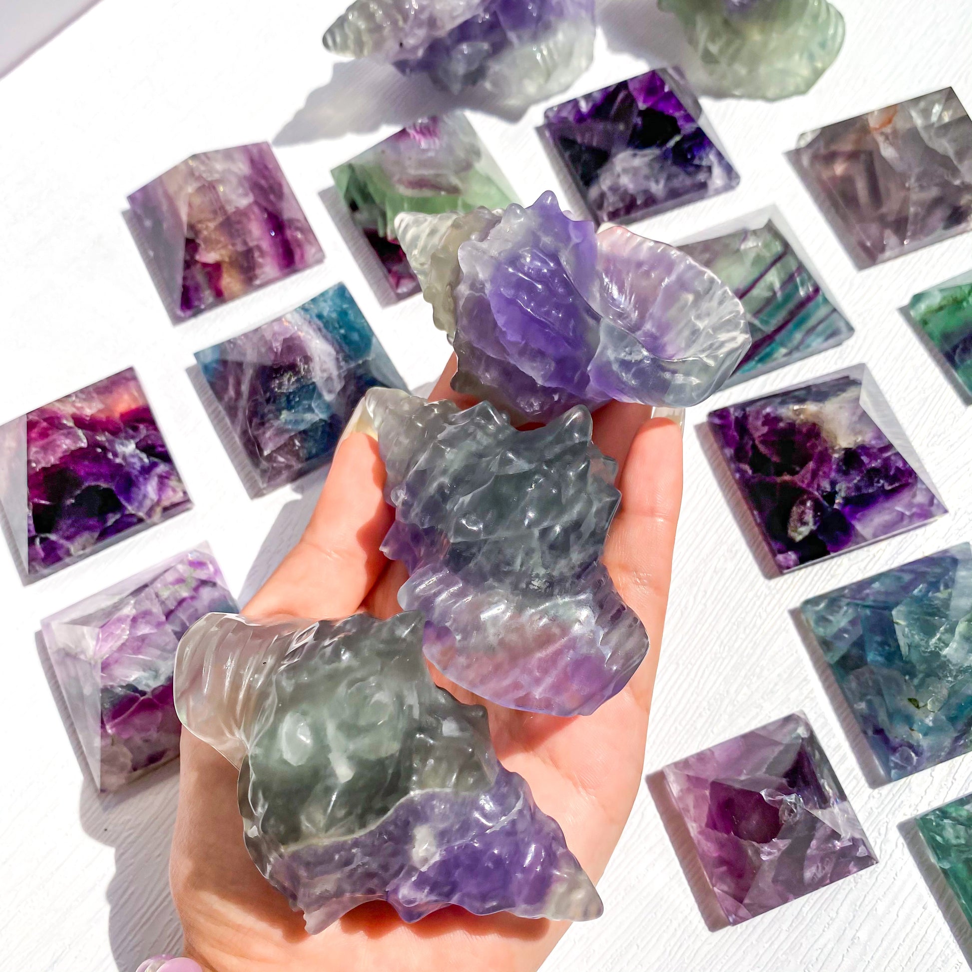 Carved Fluorite Seashells