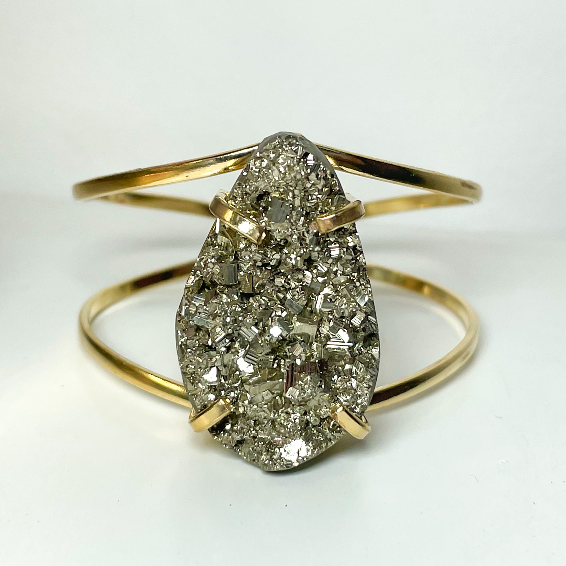 Druzy Pyrite Cuff Gold Bangles