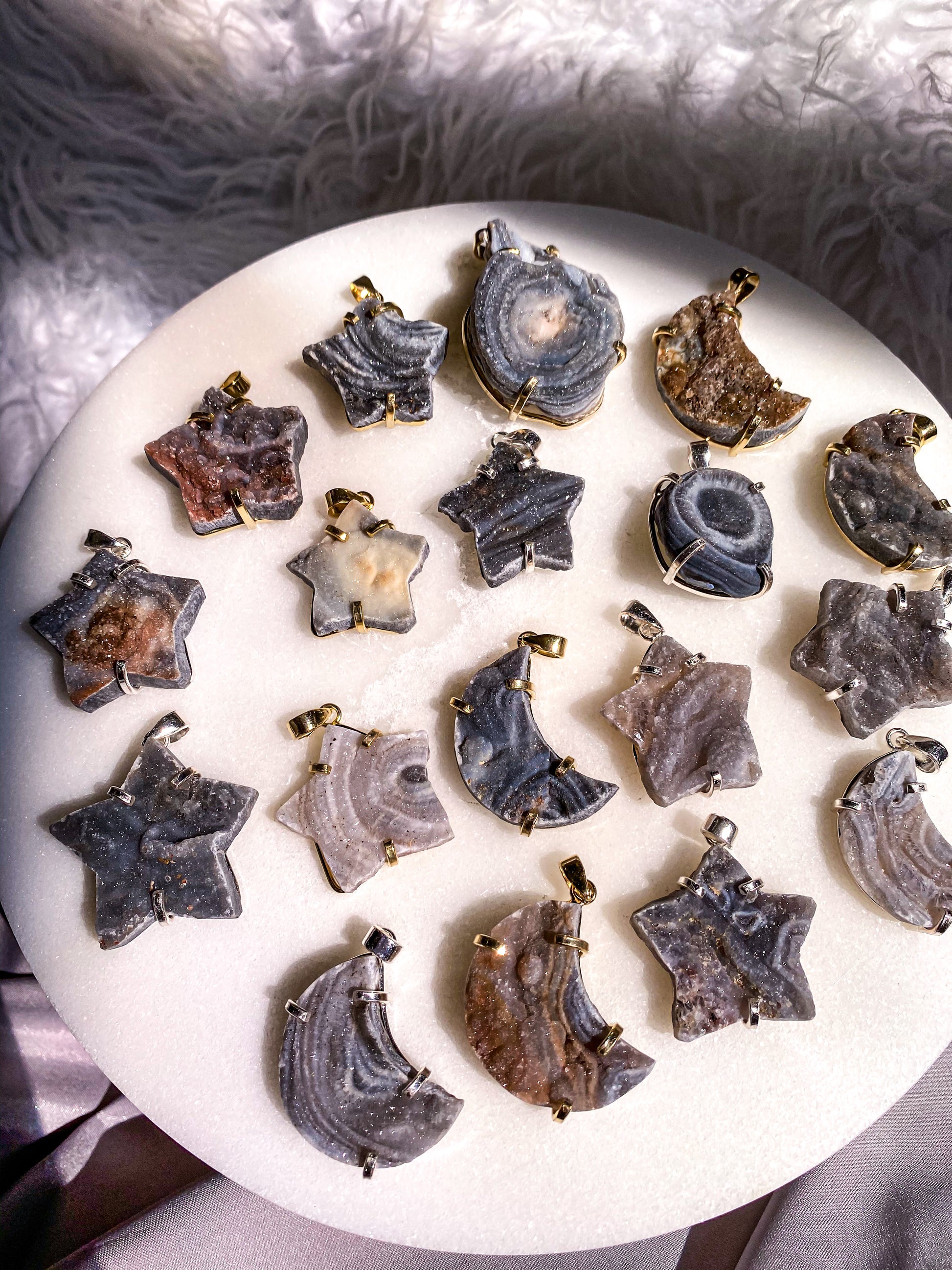 Druzy Chalcedony Pendants/Keychains