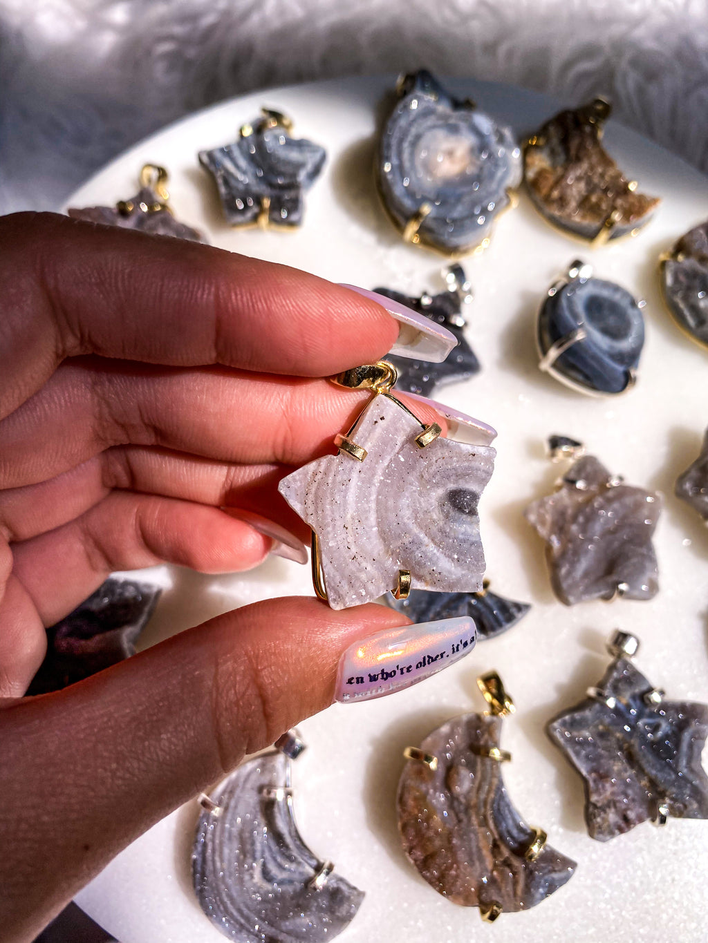 Druzy Chalcedony Pendants/Keychains