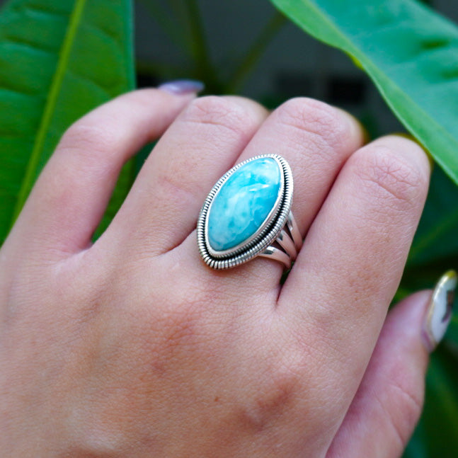 Larimar Marquise Silver Ring LR-01