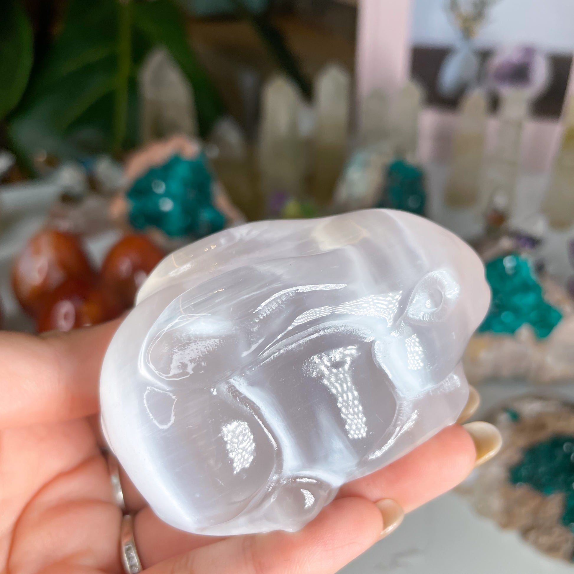 Satin Spar Bunny for Protection and Cleansing (Preorder)