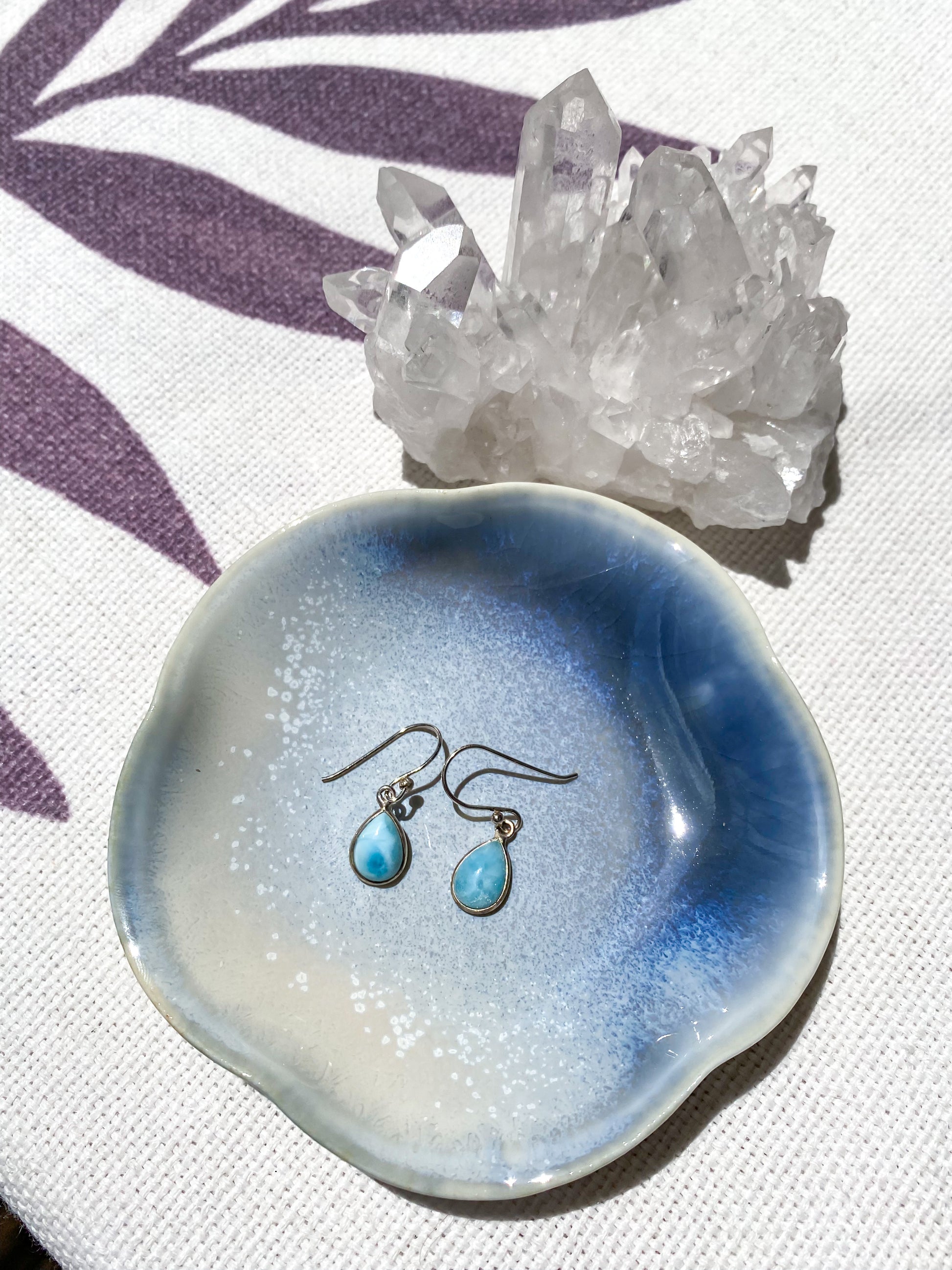 Larimar Sterling Silver Drop Earrings