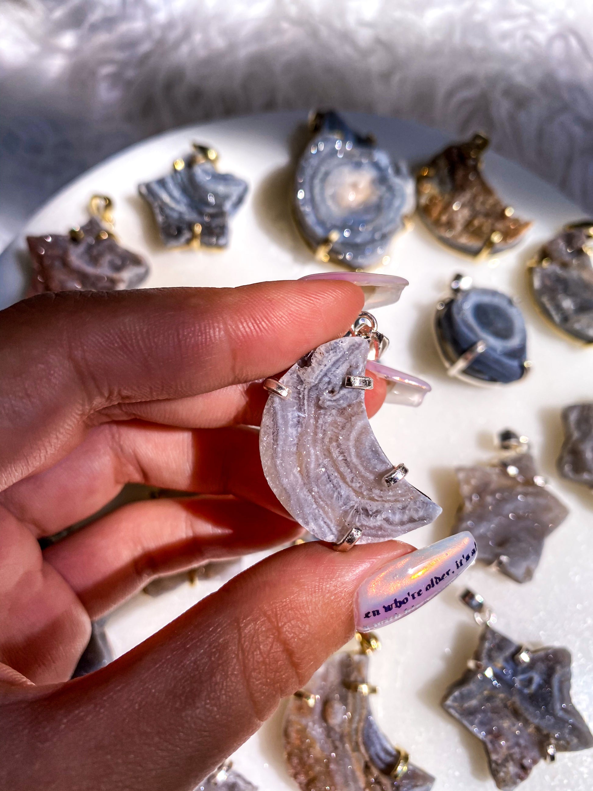 Druzy Chalcedony Pendants/Keychains