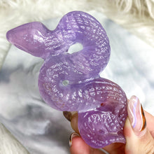 Load image into Gallery viewer, Pink Fluorite Snake Carving
