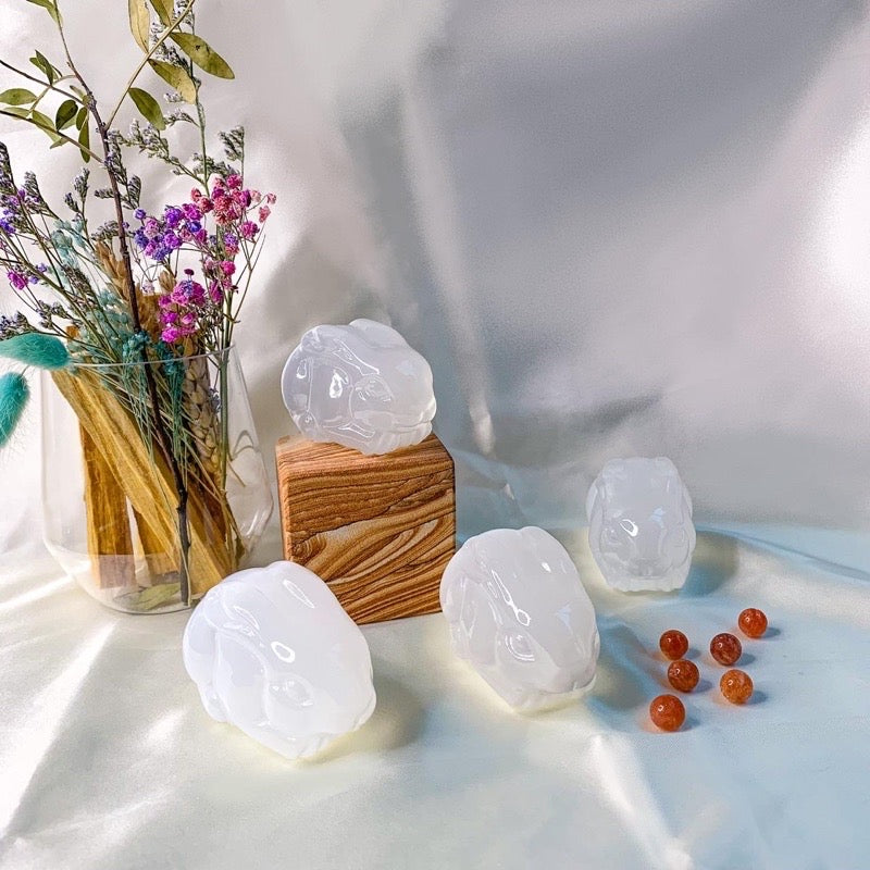 Satin Spar Bunny for Protection and Cleansing (Preorder)