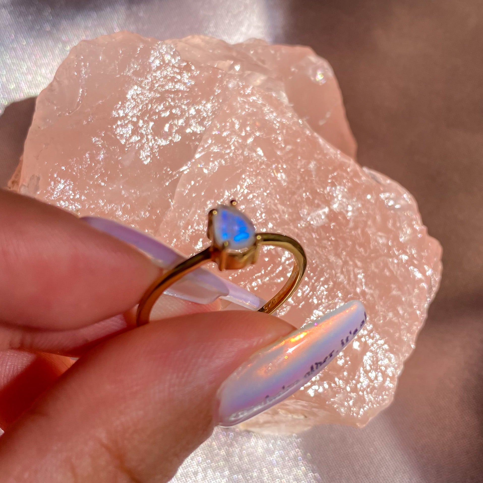 Moonstone Gemstone Ring with Dainty Gold Band MR-01