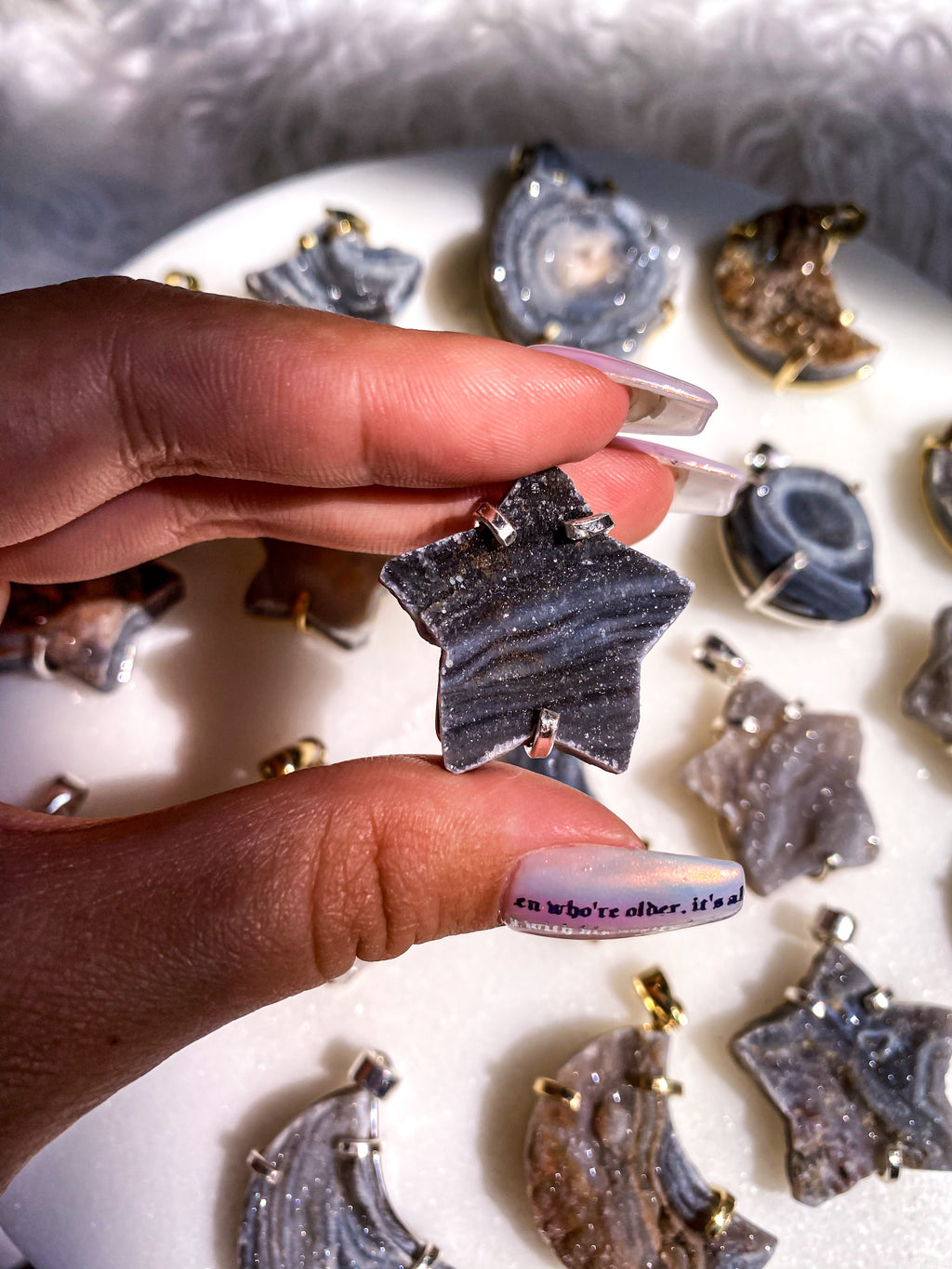Druzy Chalcedony Pendants/Keychains