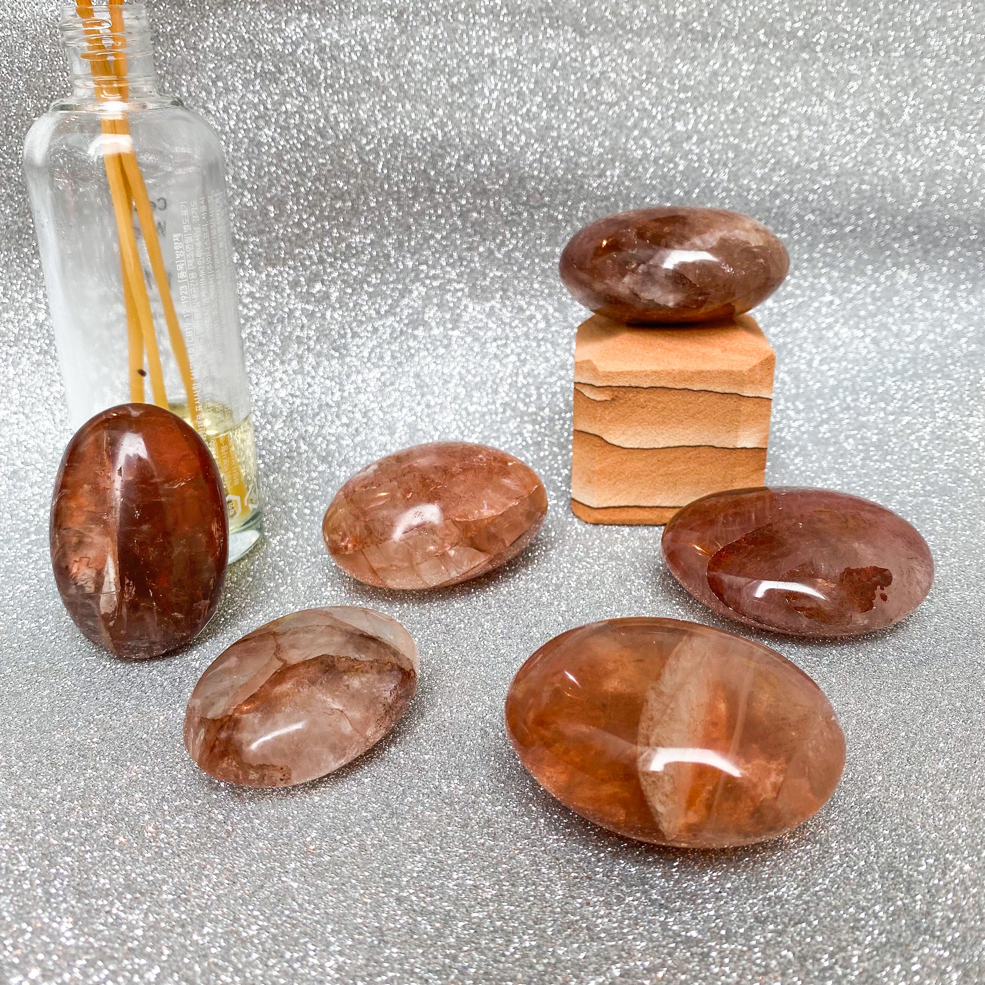 Polished Fire Quartz Palmstones